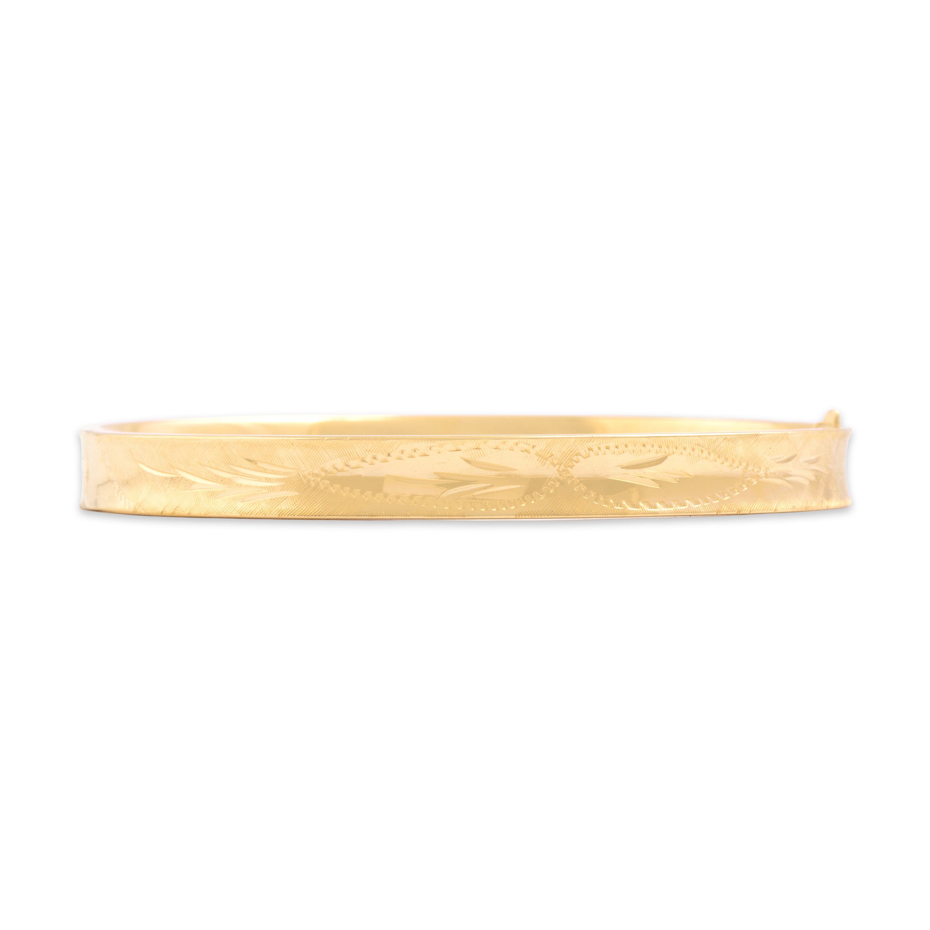 Vintage 14k Yellow Gold Adorned Bangle Bracelet - Close-up view
