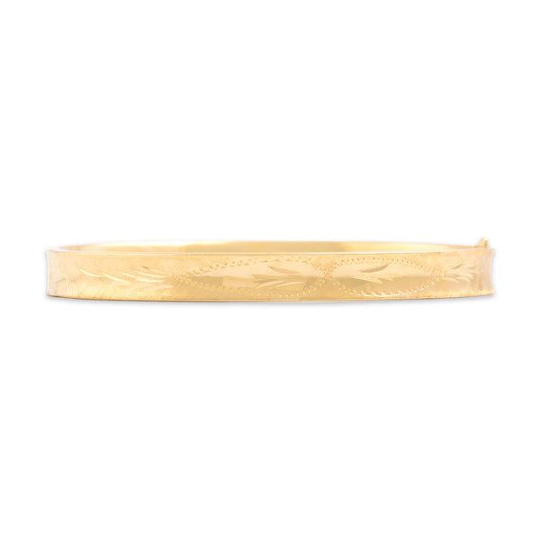 Vintage 14k Yellow Gold Beautiful Adorned Bangle Bracelet 7