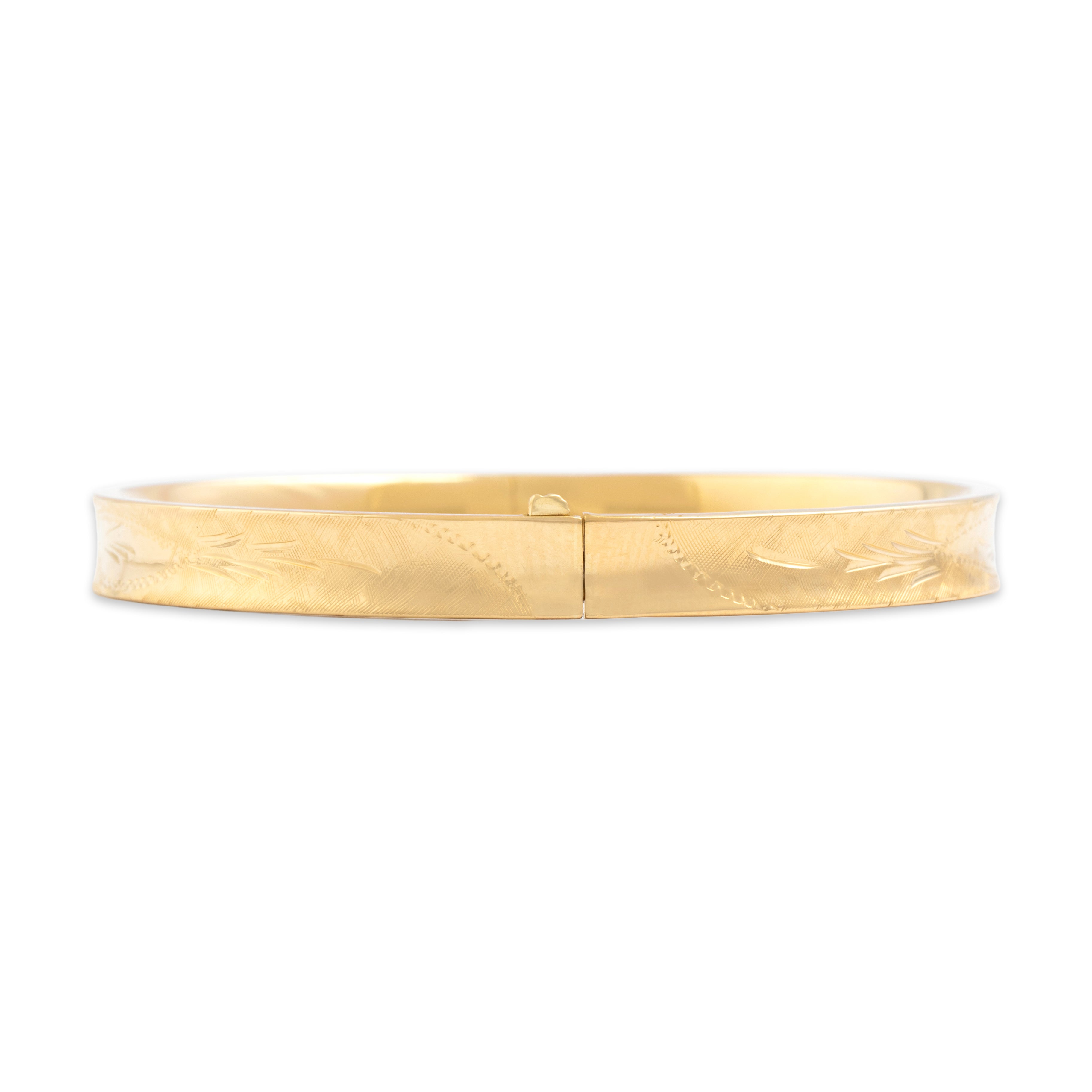 Vintage 14k Yellow Gold Adorned Bangle Bracelet - detail view #3