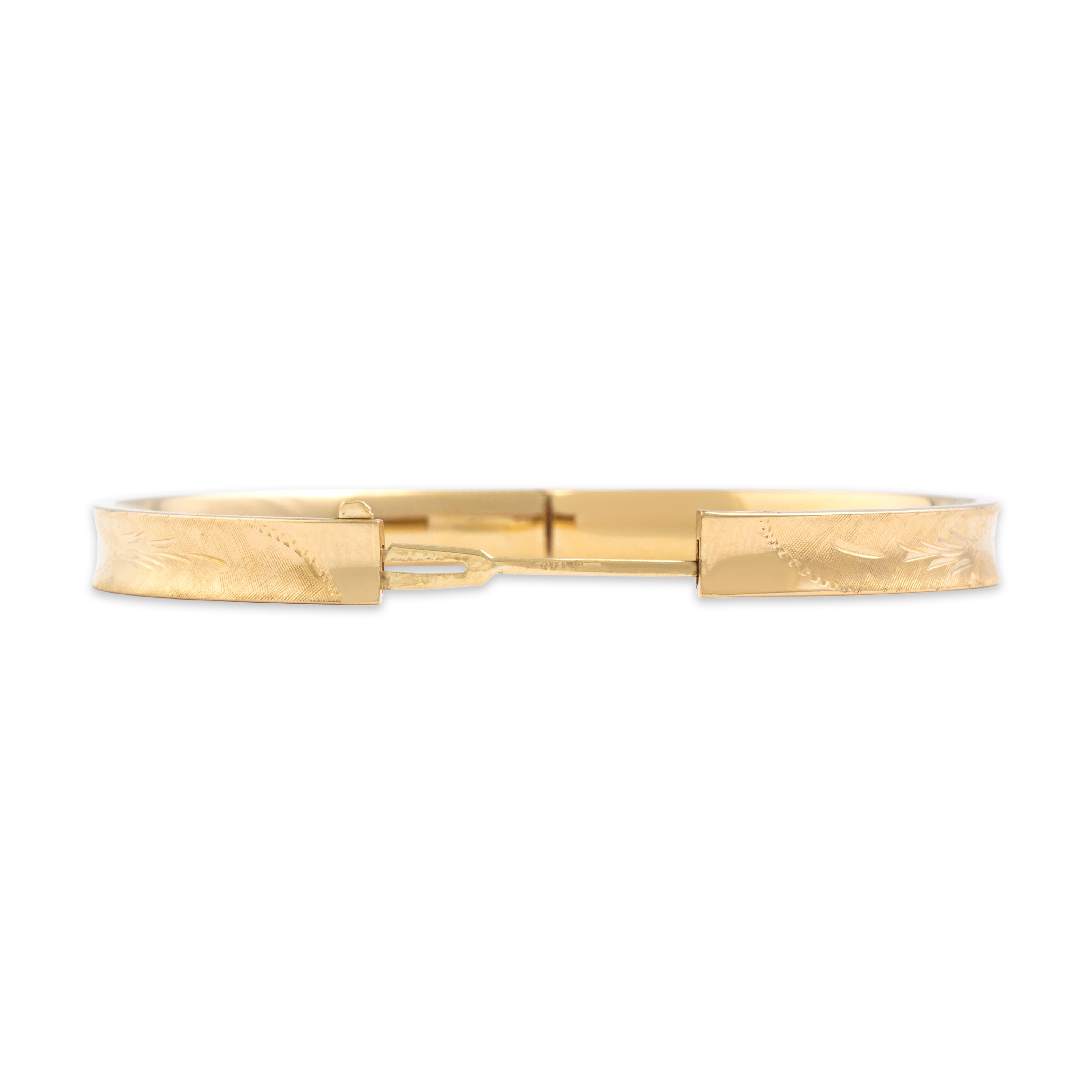 Vintage 14k Yellow Gold Adorned Bangle Bracelet - detail view #4