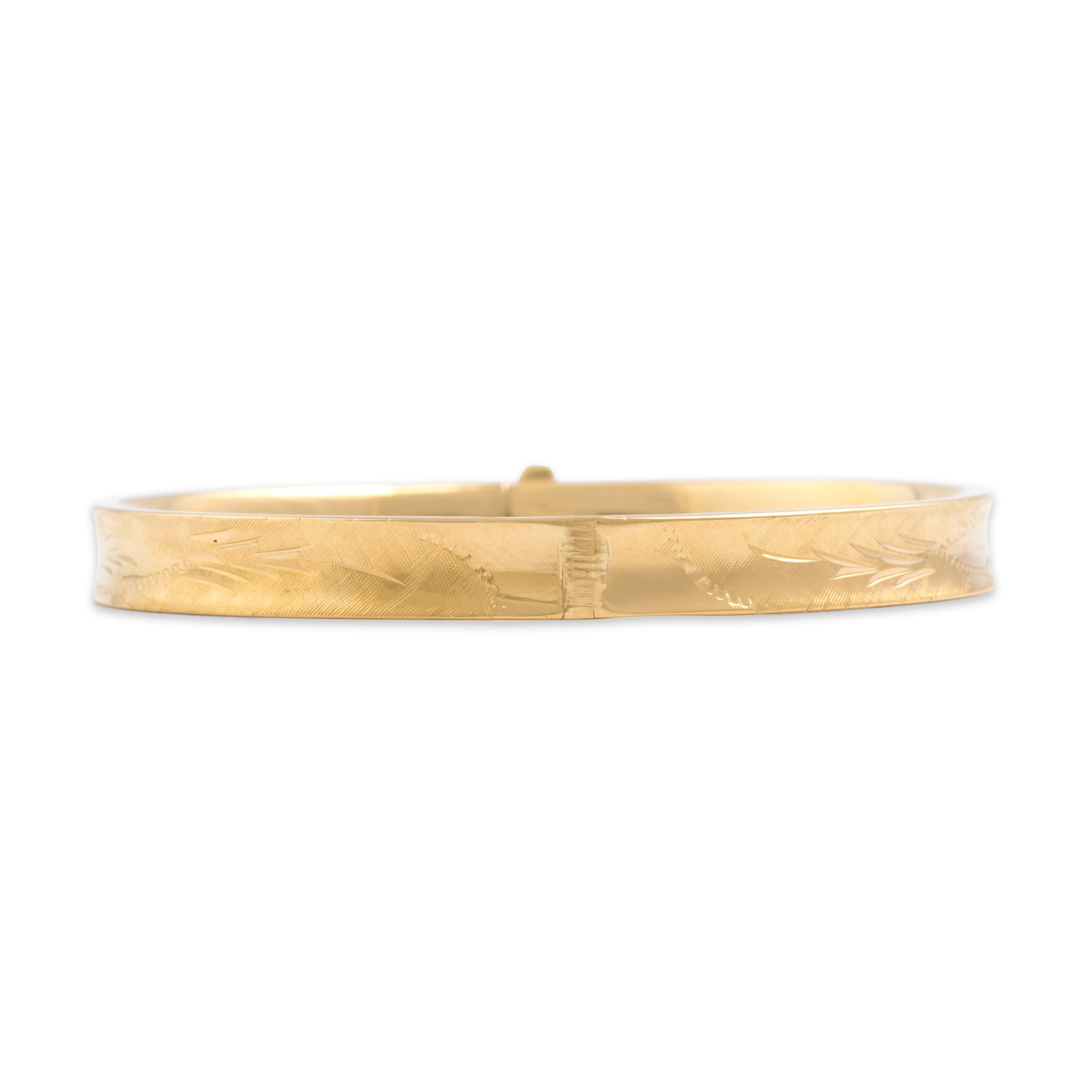 Vintage 14k Yellow Gold Adorned Bangle Bracelet - detail view #5
