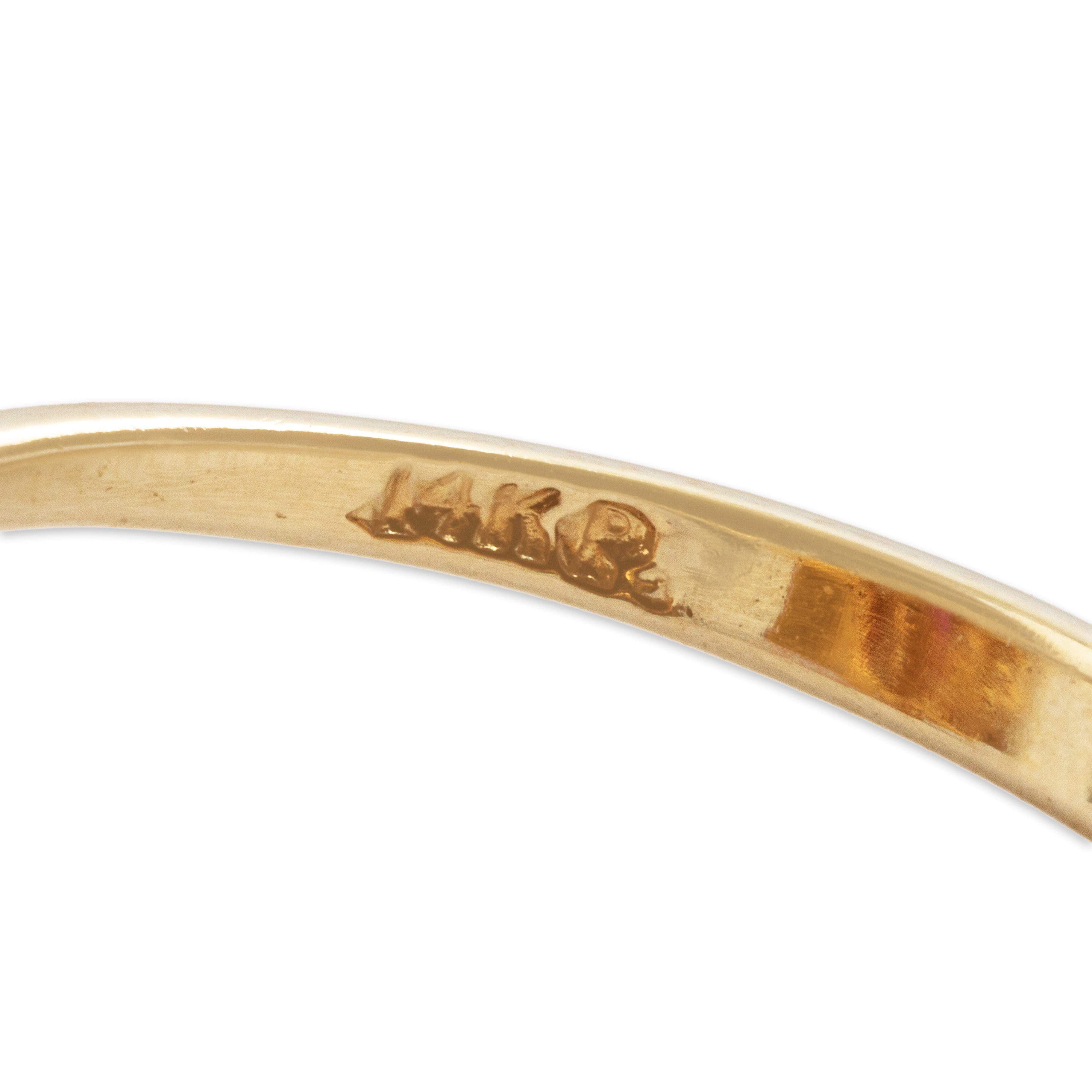 Vintage 14k Yellow Gold Ruby Diamond Flowering Oval Halo Ring - Hallmark view