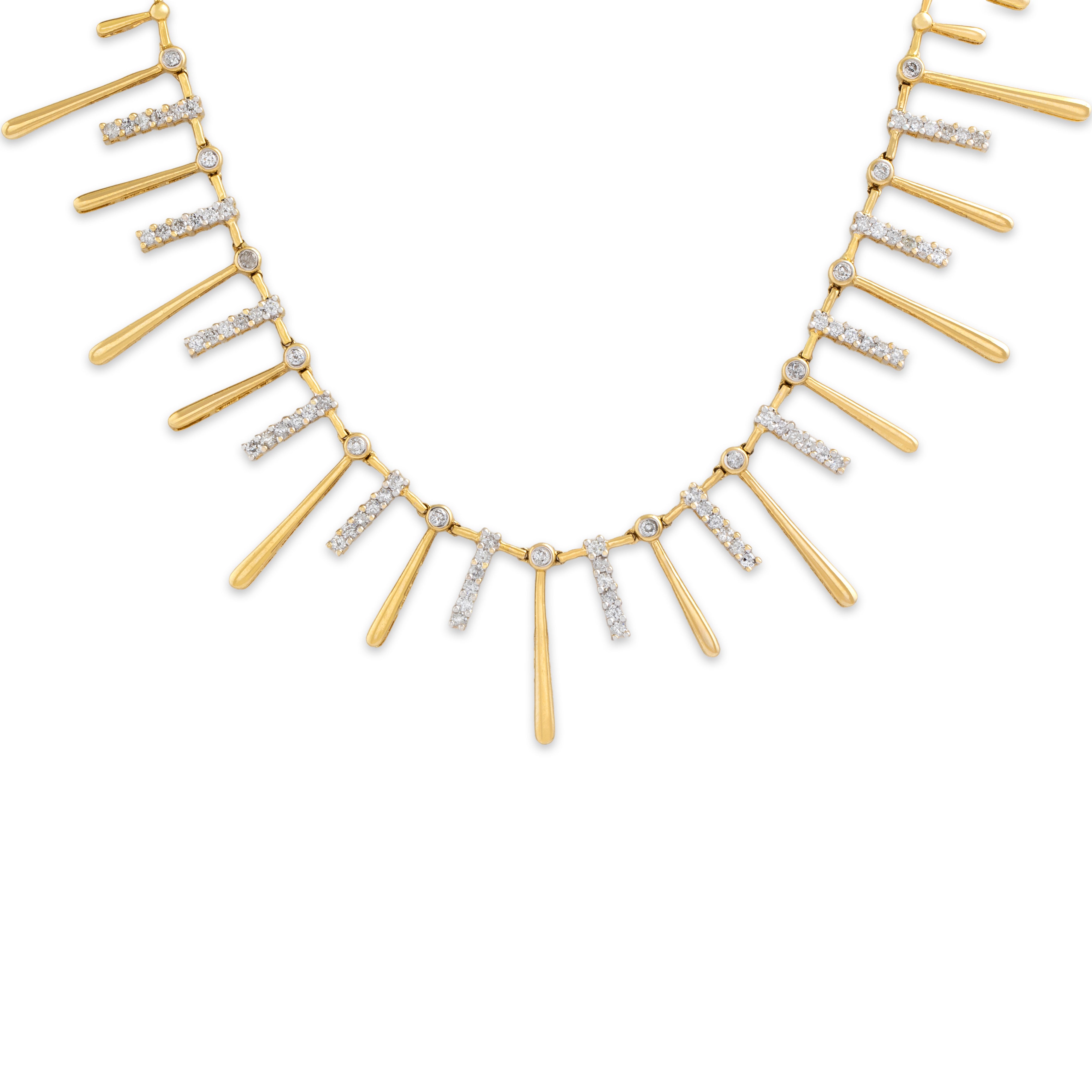 Vintage 14k Yellow Gold 1.31cttw Diamond Incredible Adorned Fringe Necklace - detail view #1