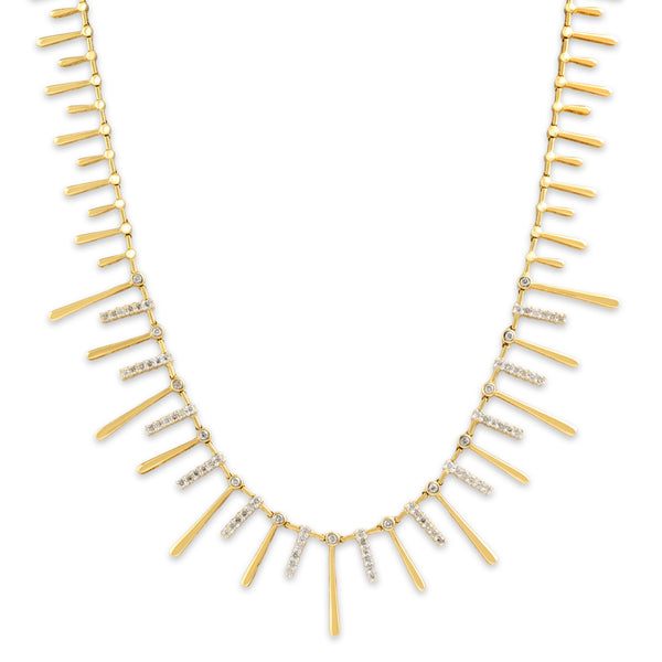 Vintage 14k Yellow Gold 1.31cttw Diamond Incredible Adorned Fringe Necklace 16.75