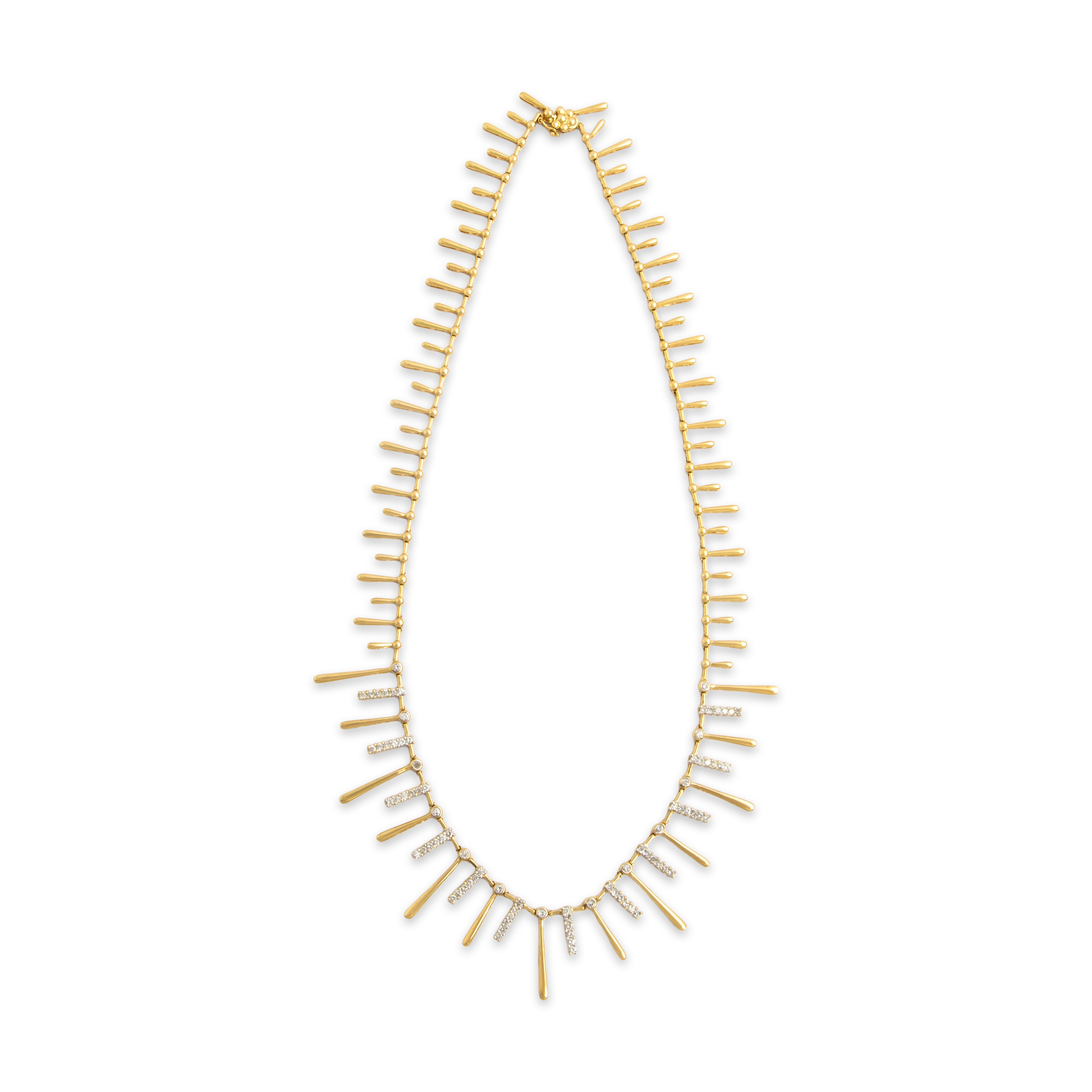 Vintage 14k Yellow Gold 1.31cttw Diamond Incredible Adorned Fringe Necklace - Overall view
