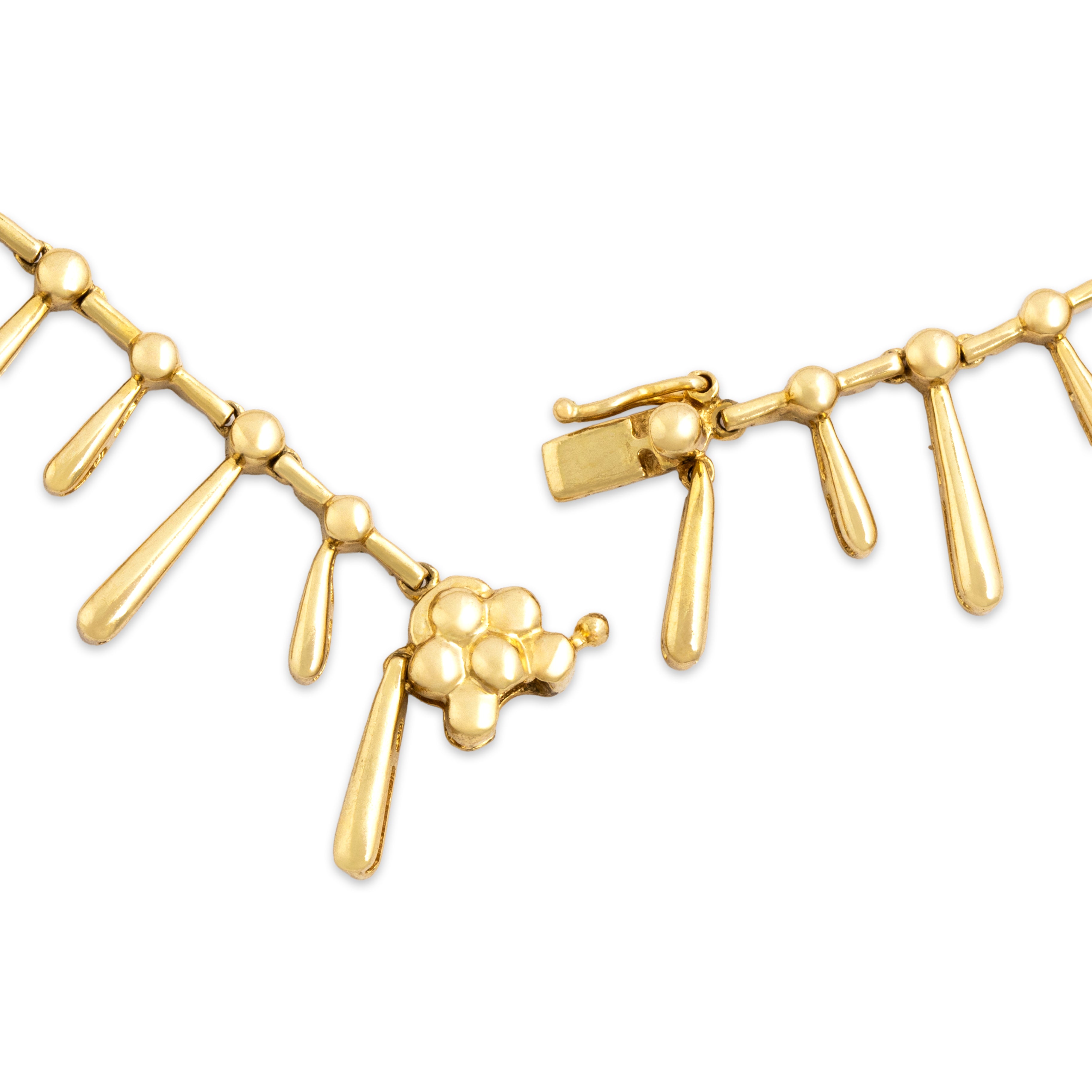 Vintage 14k Yellow Gold 1.31cttw Diamond Incredible Adorned Fringe Necklace - clasp view