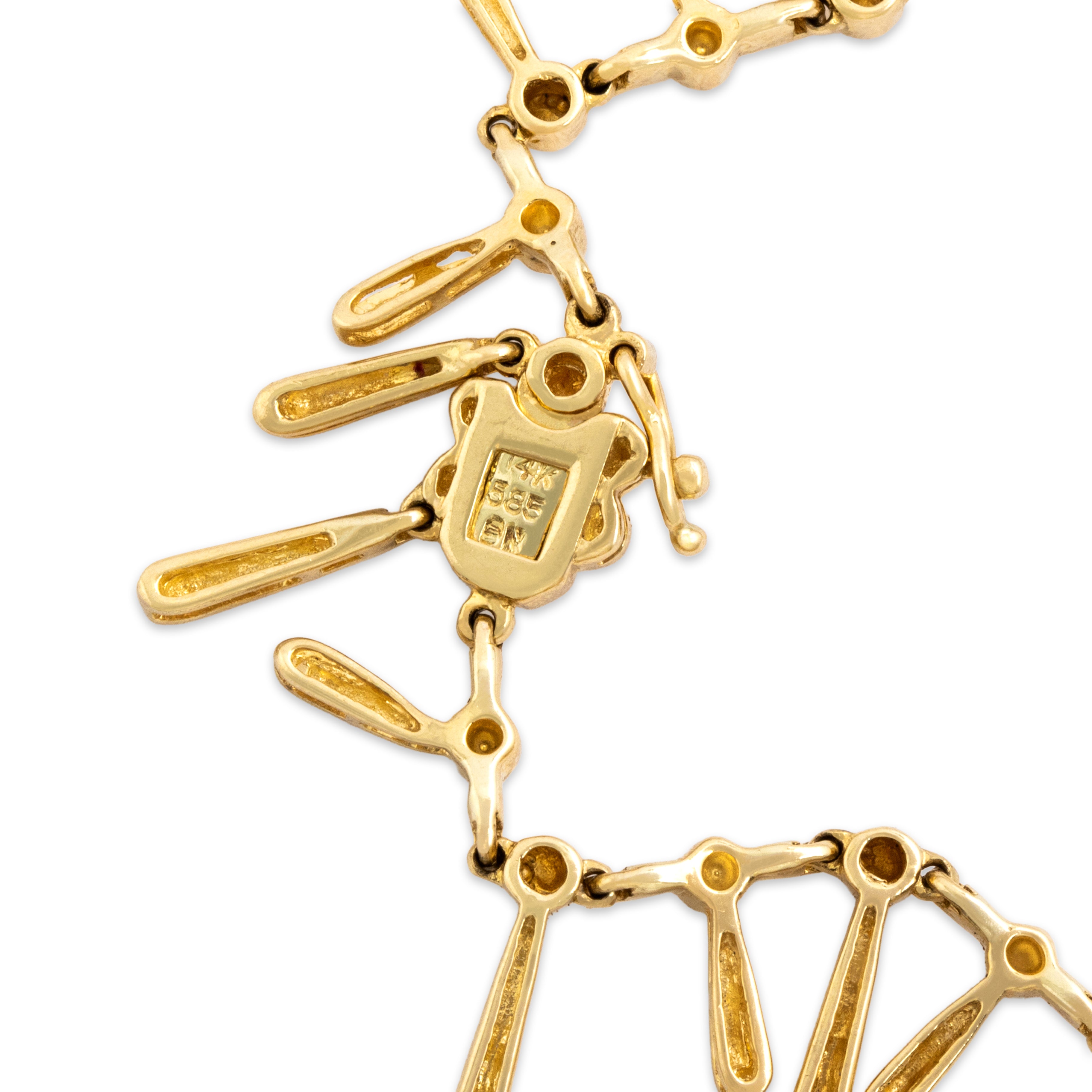 Vintage 14k Yellow Gold 1.31cttw Diamond Incredible Adorned Fringe Necklace - Hallmark view