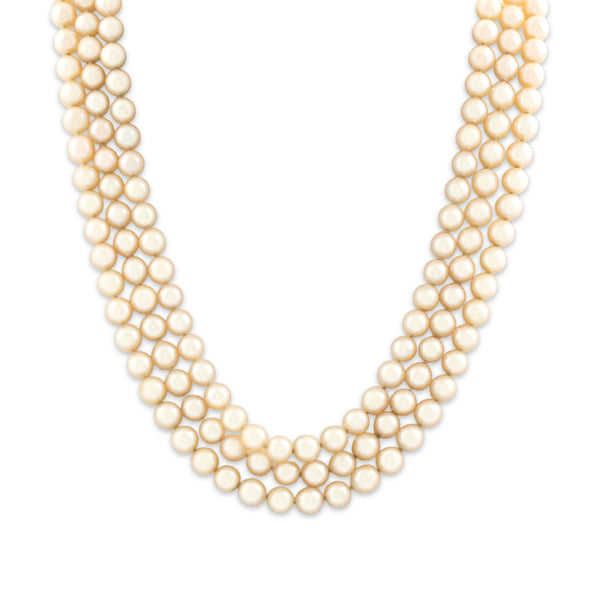 Vintage 18k White & Yellow Gold Pearl Green Beryl Diamond Necklace 17