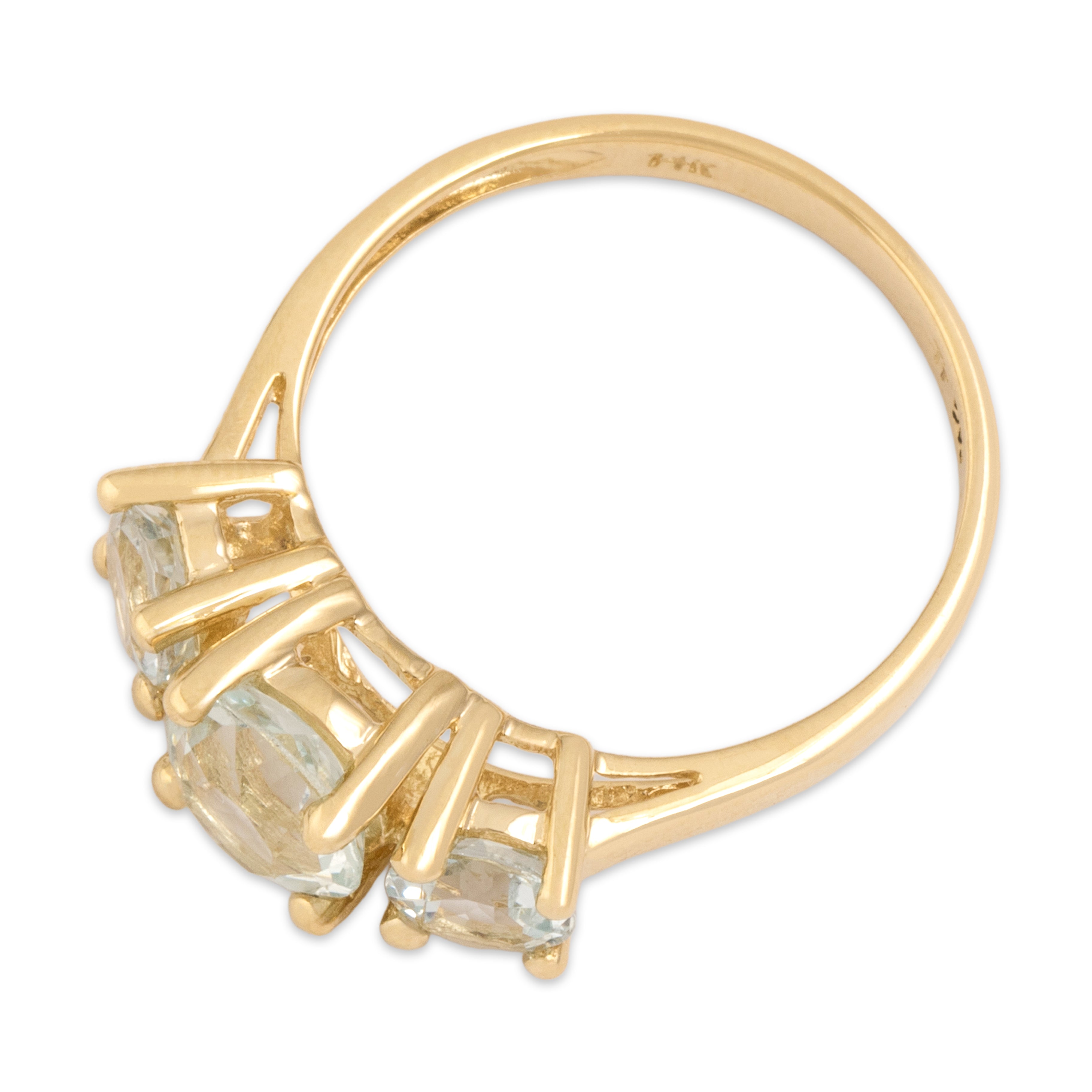 Vintage 14k Yellow Gold 1.74cttw Aquamarine Bright Icy Trio Ring - Overall view