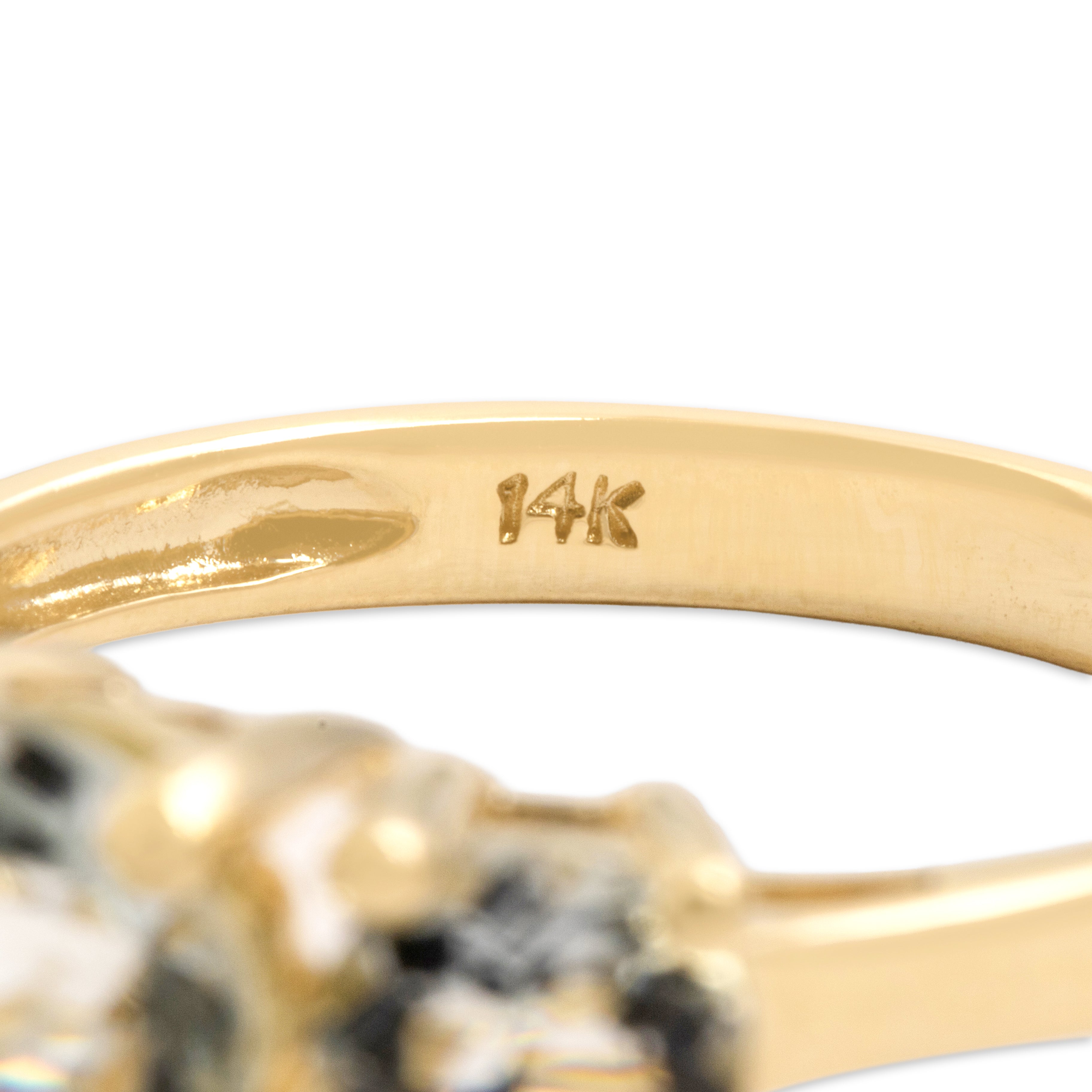 Vintage 14k Yellow Gold 1.74cttw Aquamarine Bright Icy Trio Ring - Hallmark view