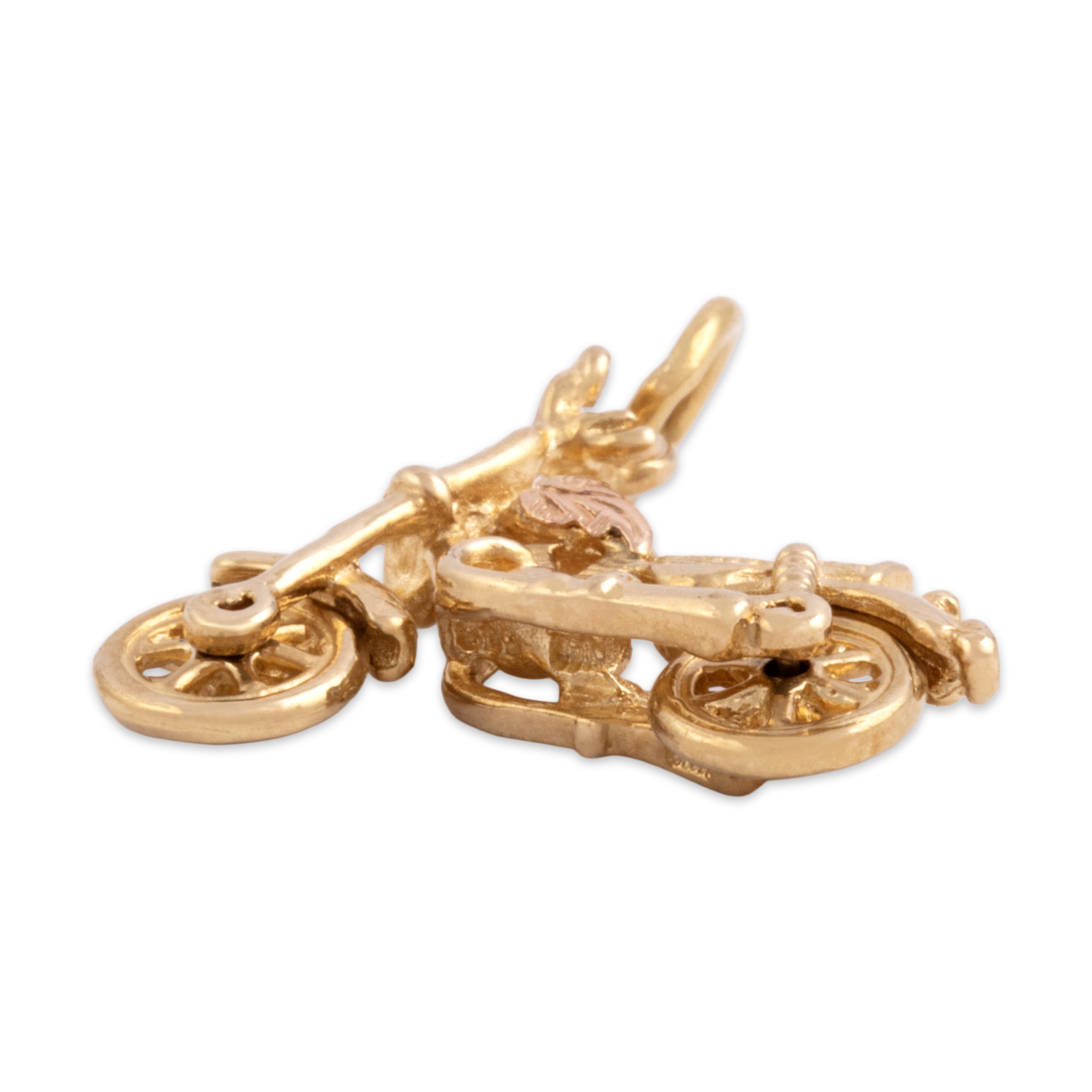 Vintage 12k Yellow Gold Cruising Articulated Motorcycle Charm / Pendant - detail view #1