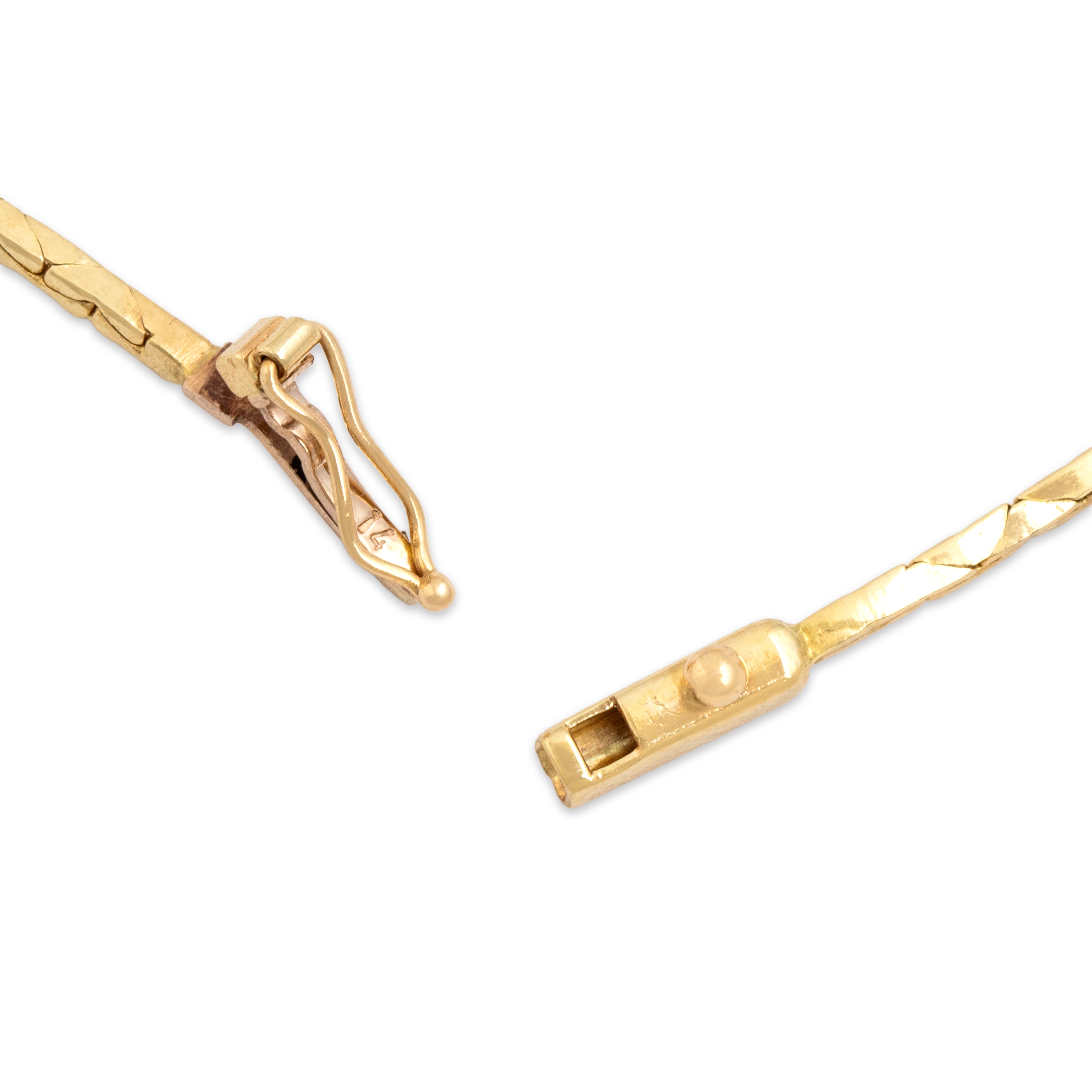 Vintage 14k Yellow & White Gold Blue Sapphire .5cttw Diamond Fantastic Elegant Duo Drop Necklace - clasp view