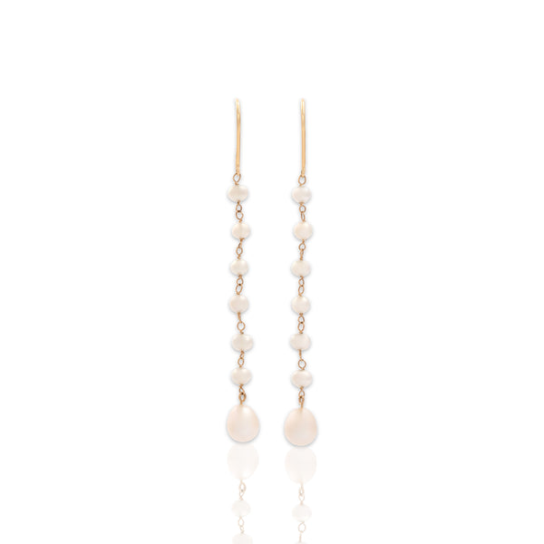 Vintage 14k Yellow Gold Pearl Fabulous Luminous Bubble Dangle Earrings