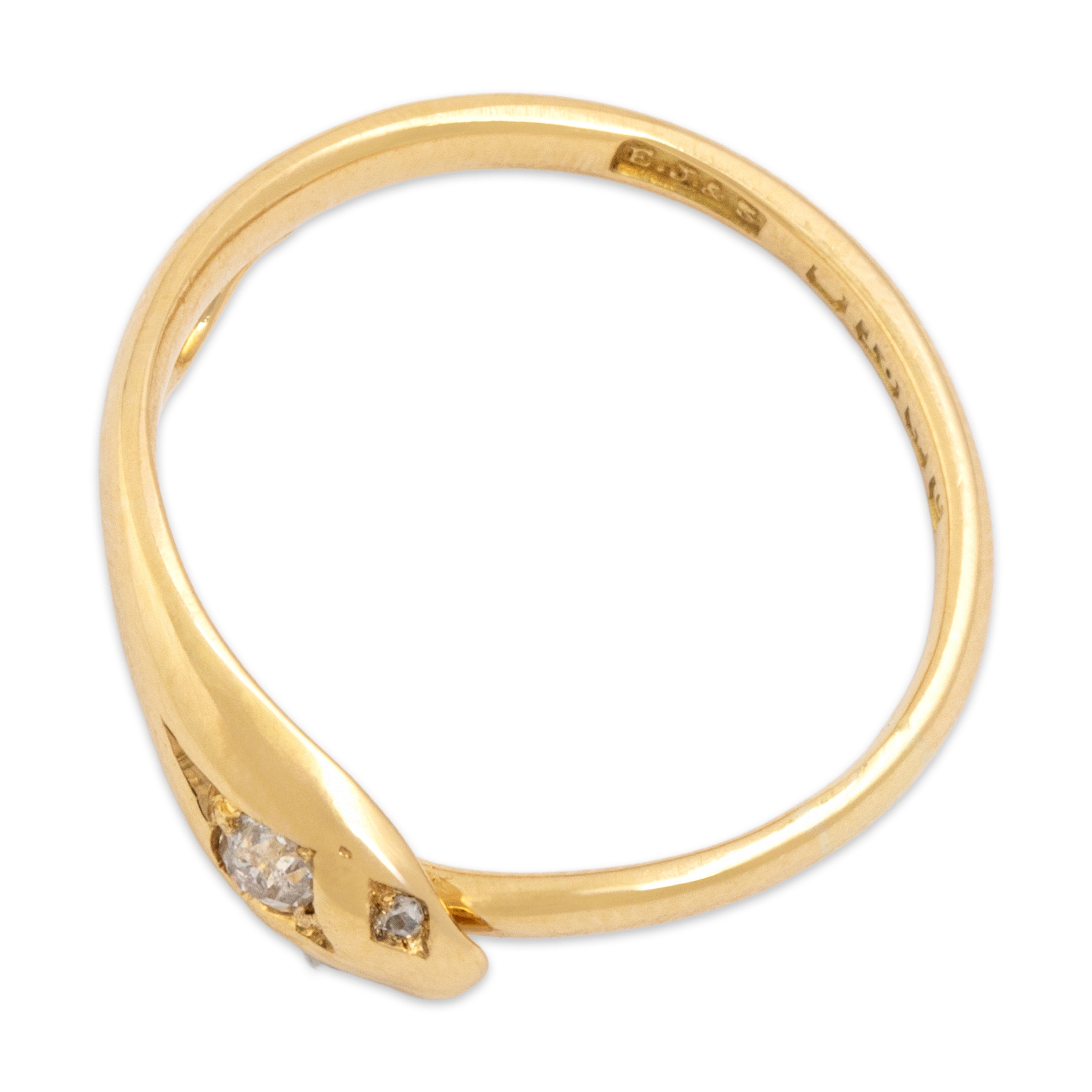 Antique English 18k Rosy Yellow Gold Diamond Wonderful Sparkling Snake Wraparound Ring - Overall view