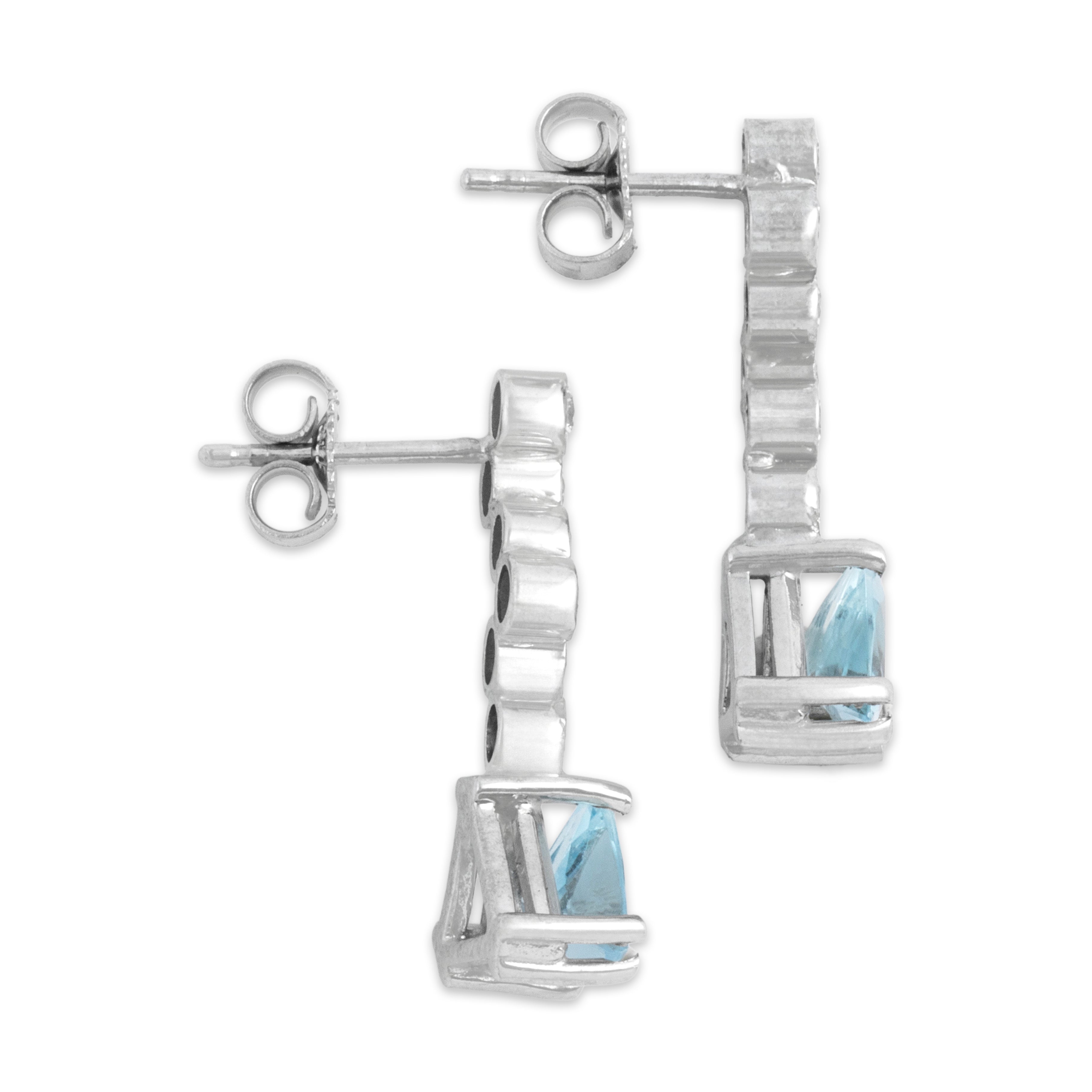 Vintage 14k White Gold 1.2cttw Aquamarine Diamond Wonderful Bubble Drop Stud Earrings - Side view