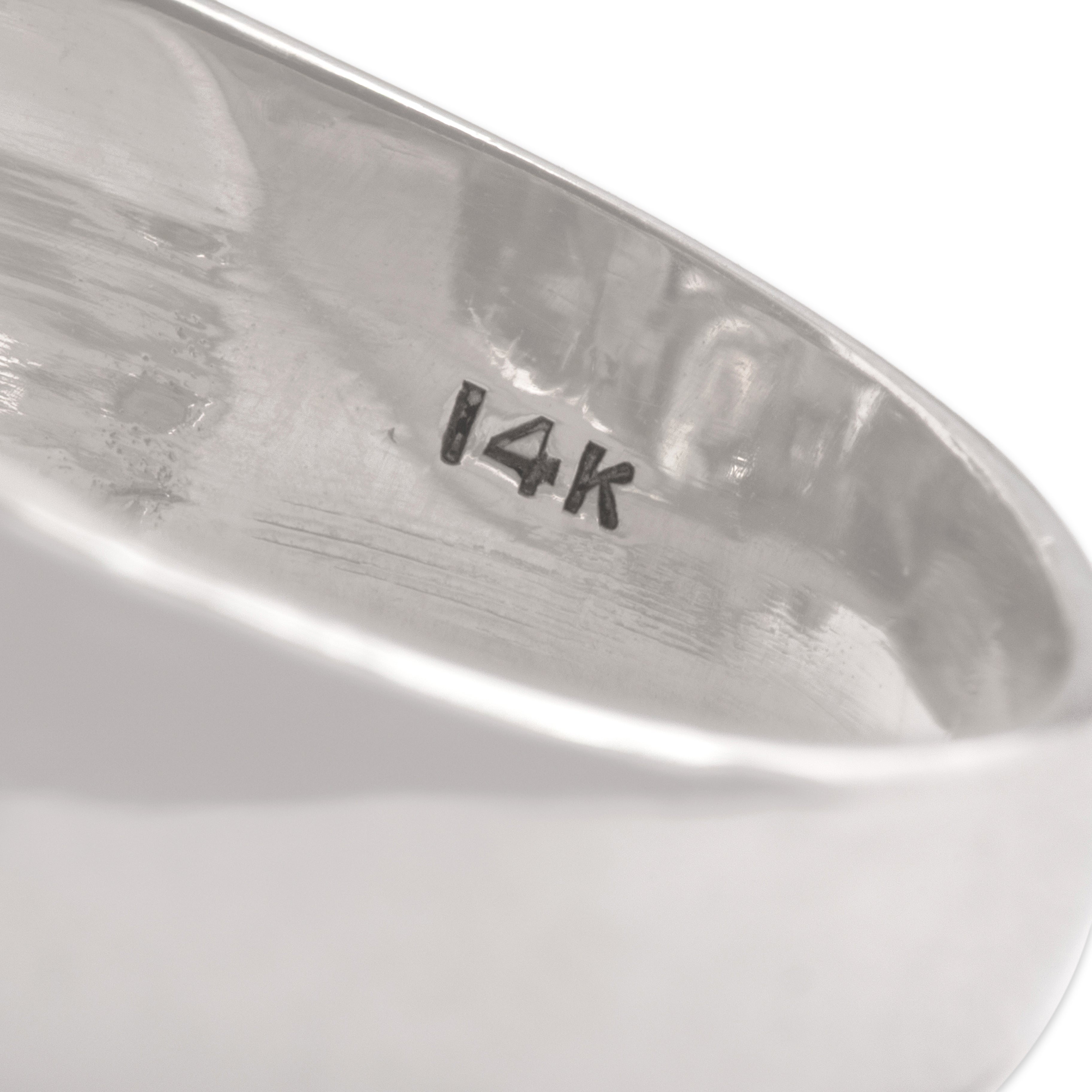 Vintage 14k White Gold .88cttw Diamond Wide Abstract Milgrain-Detail Ring - Hallmark view