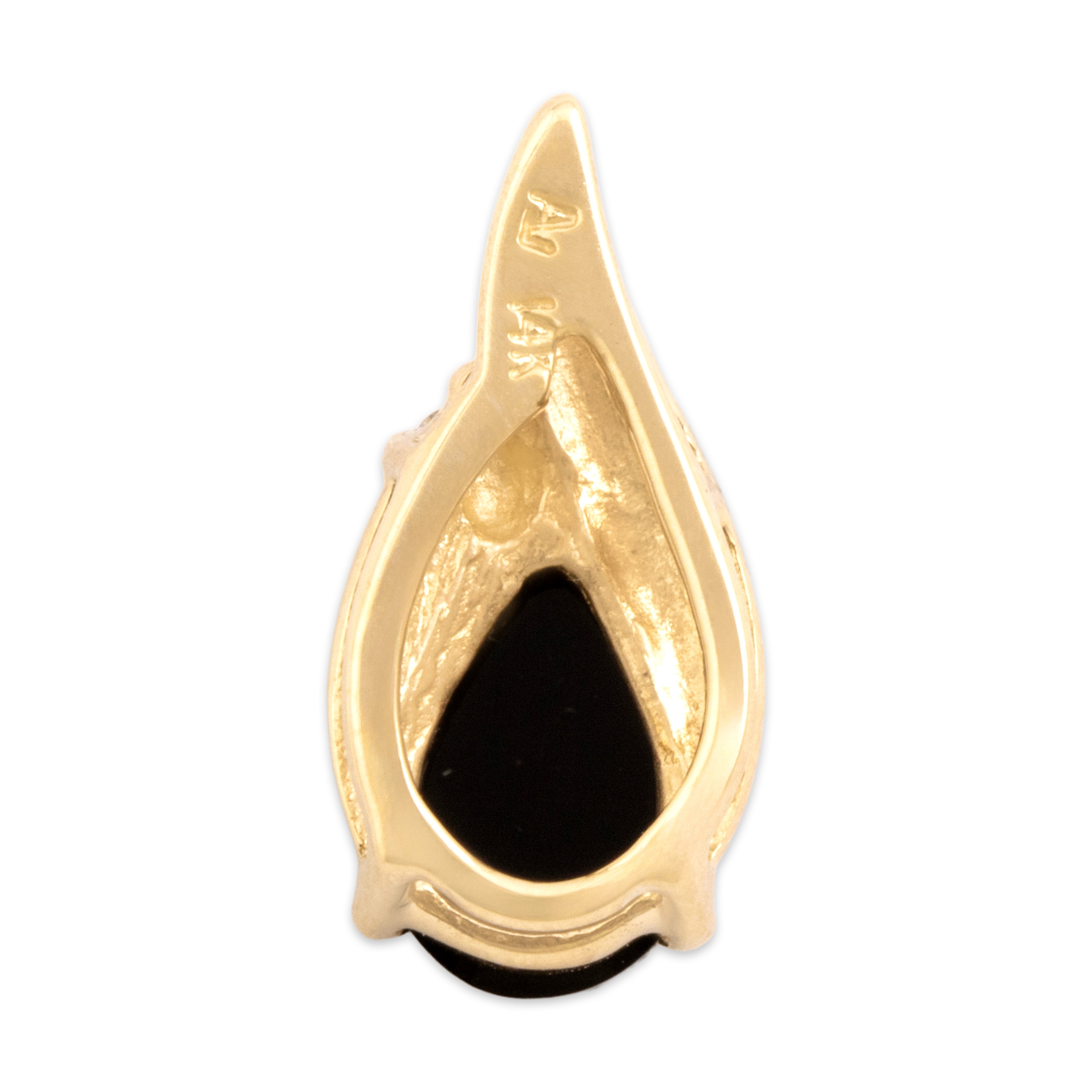 Vintage 14k Yellow Gold .51ct Onyx Diamond Shining Swoop Pendant - Back view