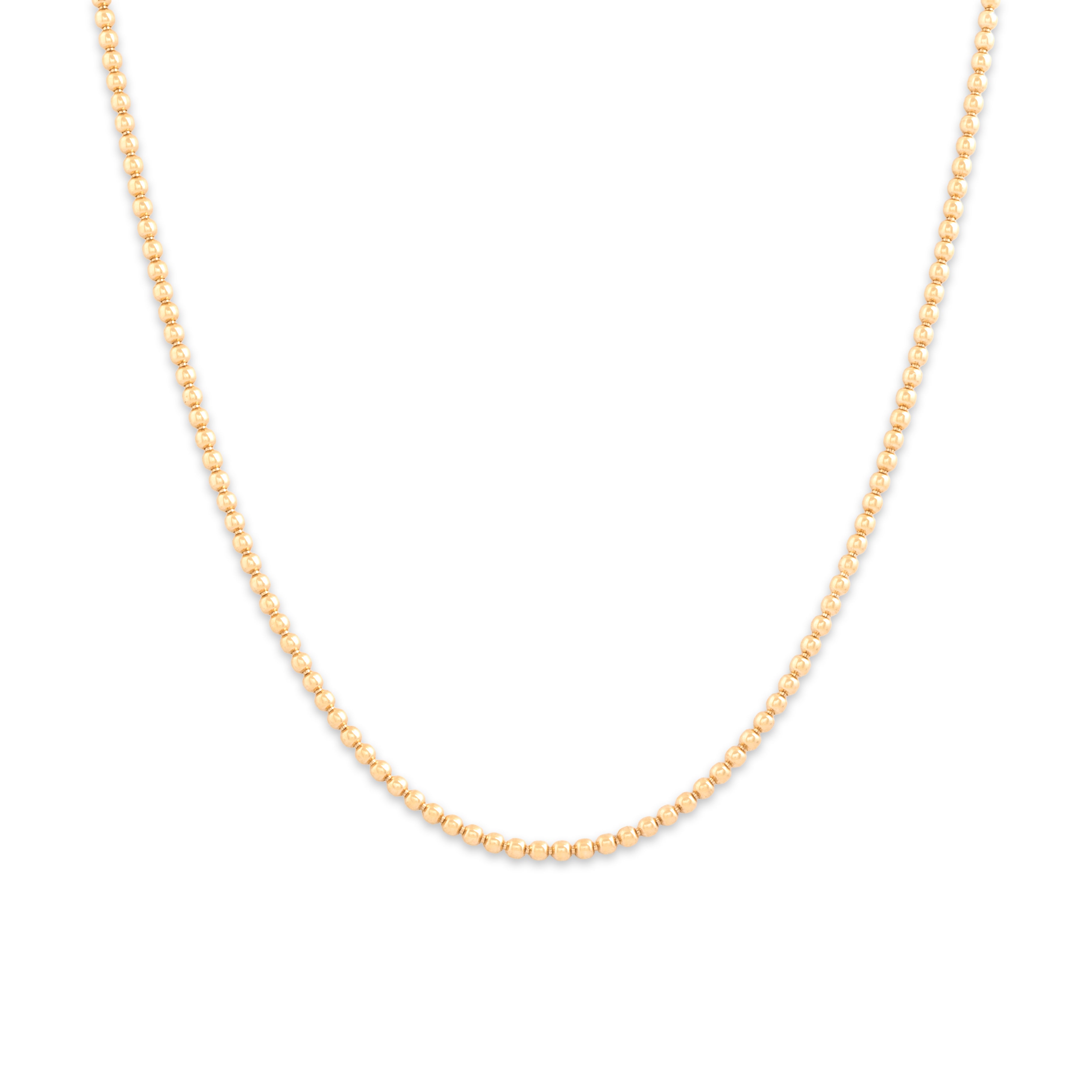Vintage 14k Yellow Gold 2mm Gleaming Ball Chain - Close-up view