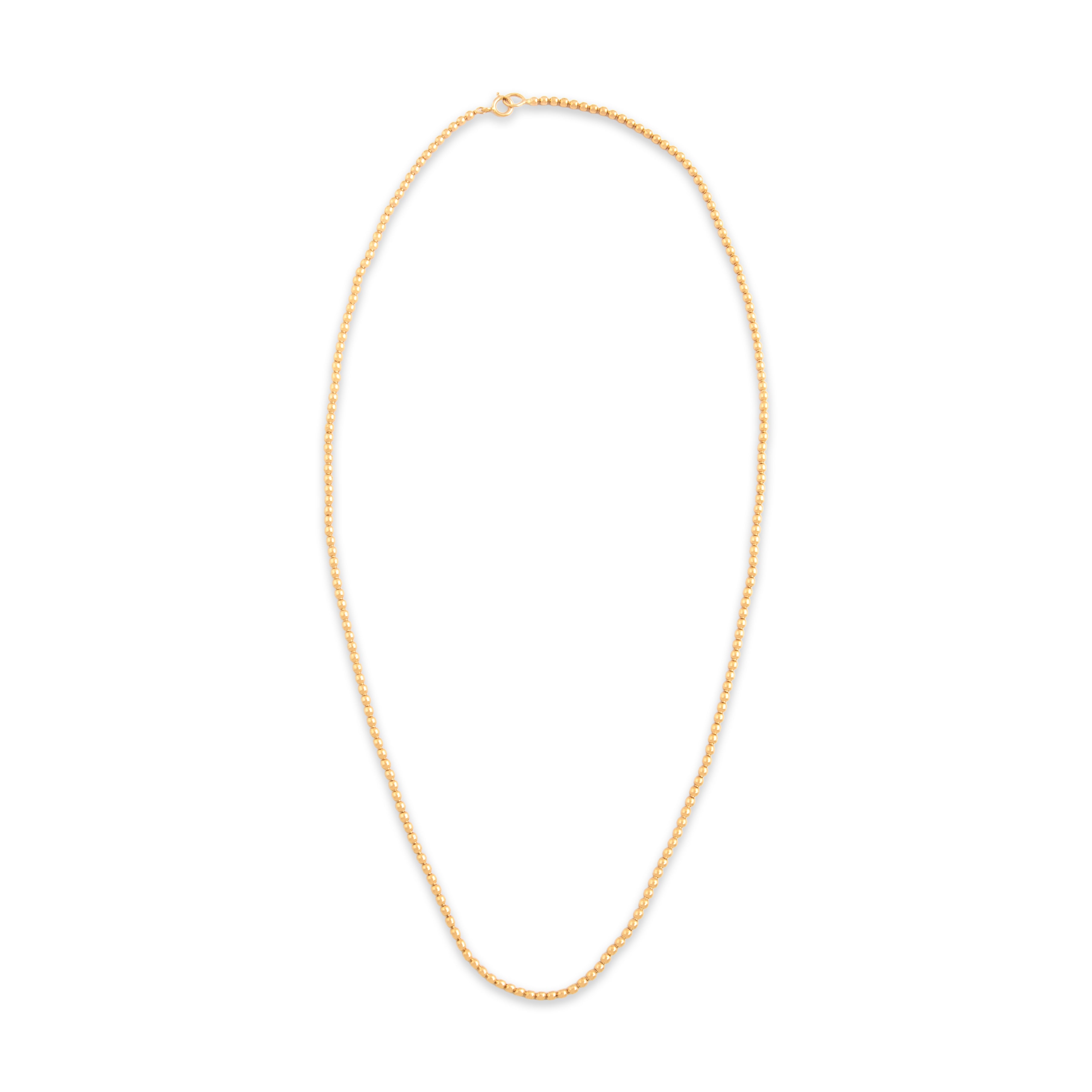 Vintage 14k Yellow Gold 2mm Gleaming Ball Chain - Overall view