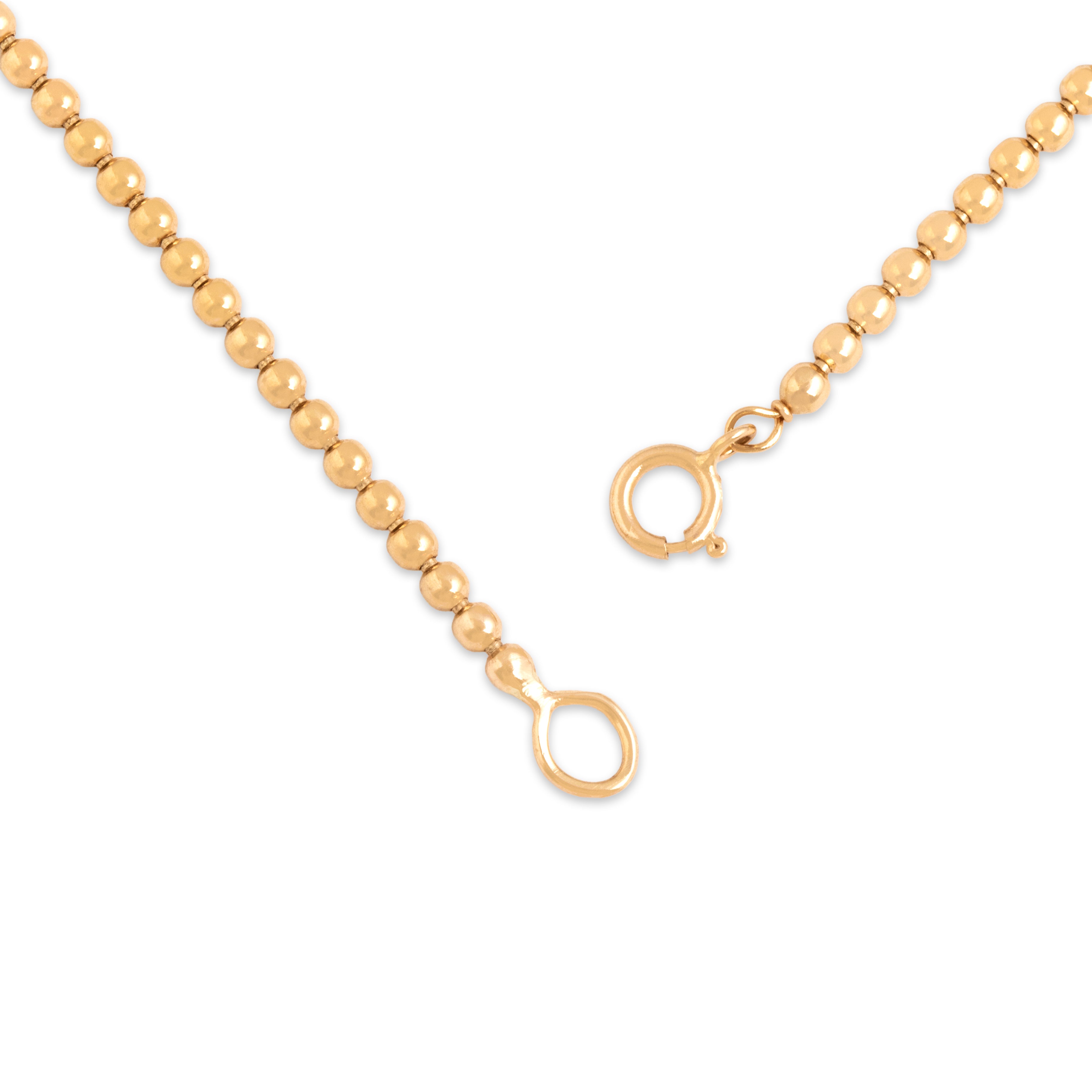 Vintage 14k Yellow Gold 2mm Gleaming Ball Chain - clasp view