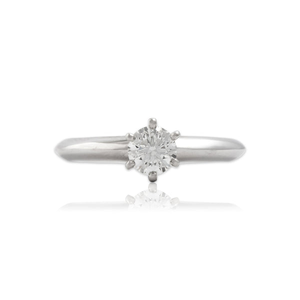 Estate Tiffany & Co. Platinum .50ct Diamond Timeless Solitaire Ring 6.00