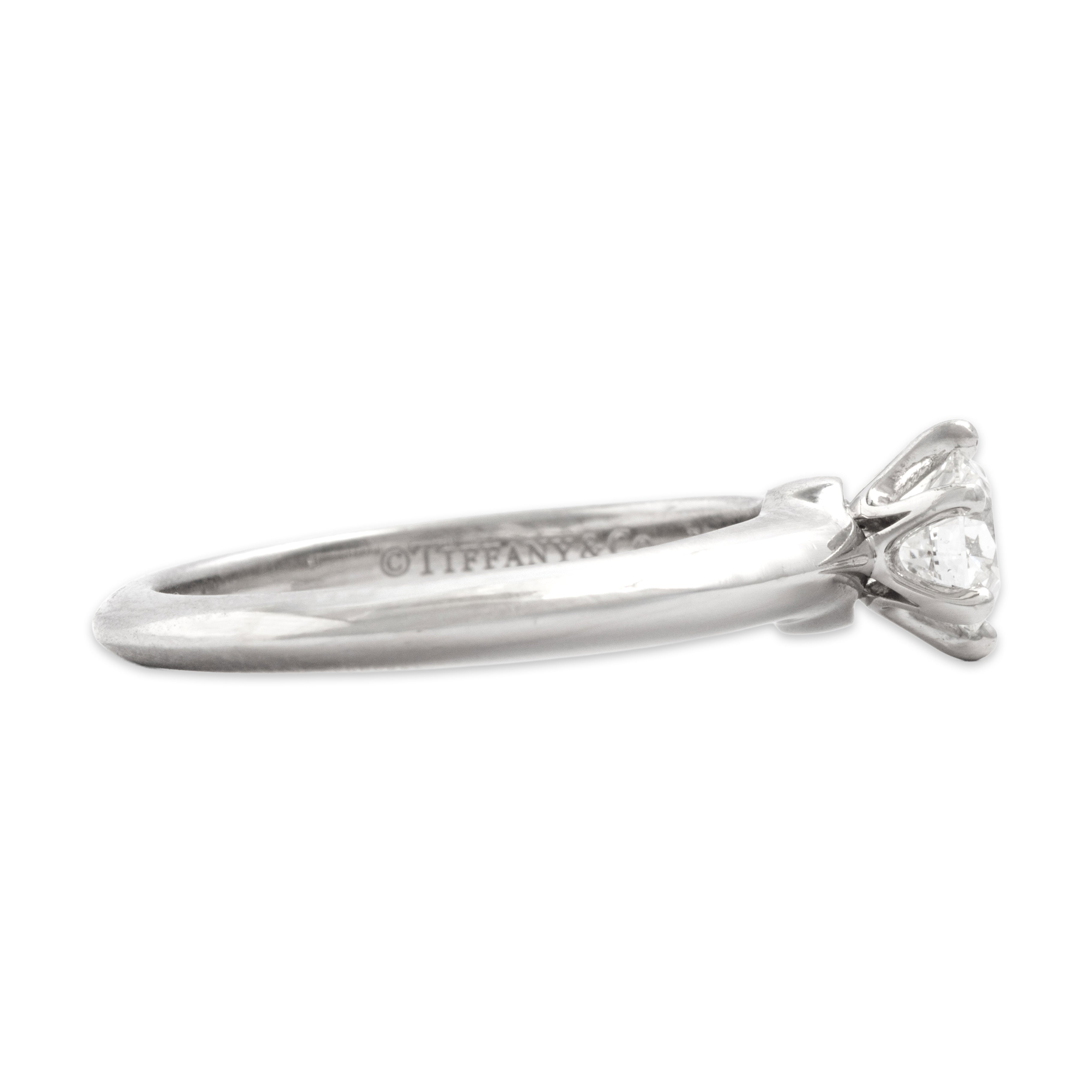 Estate Tiffany & Co. Platinum [Custom Carat] Stunning Timeless Solitaire Ring - Side view
