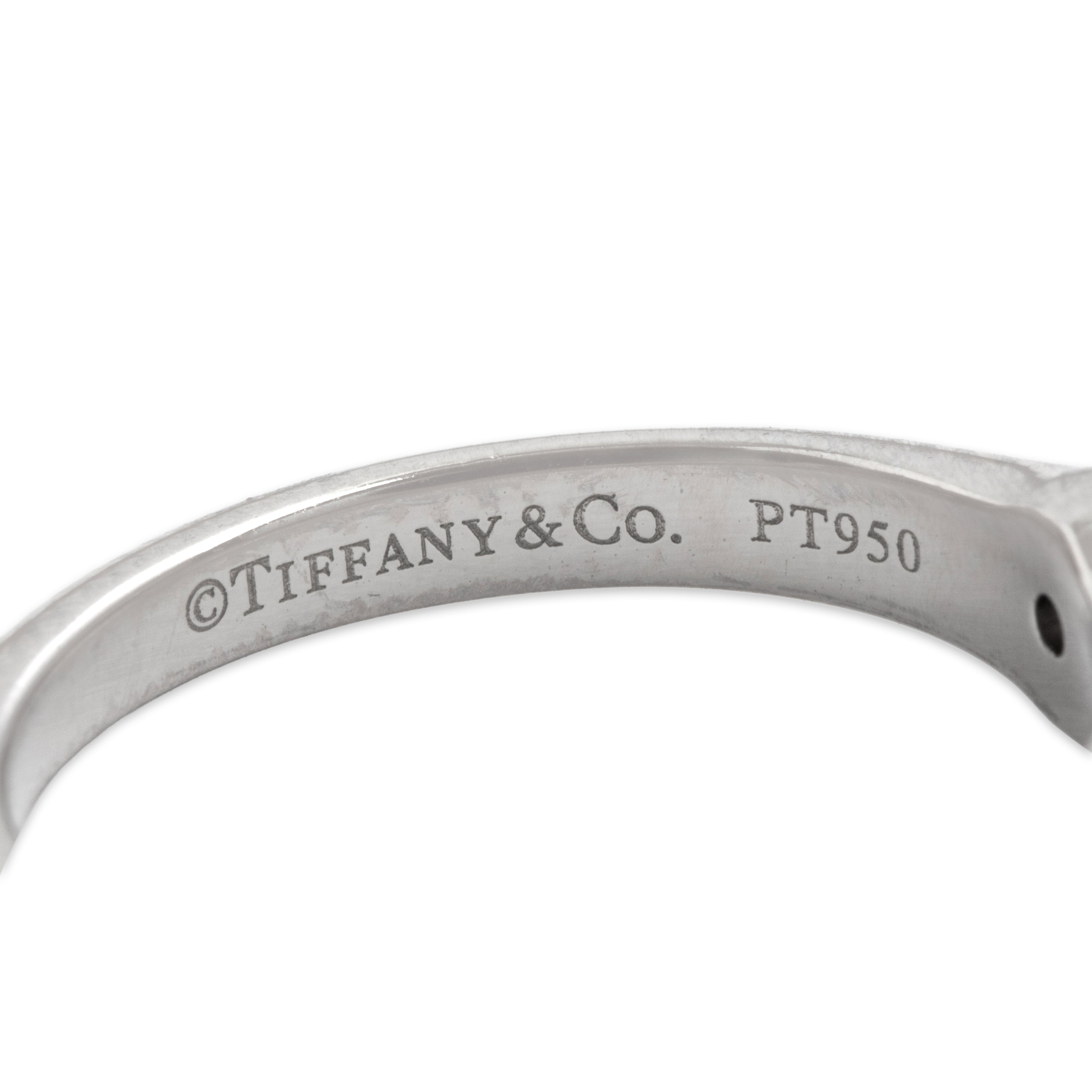 Estate Tiffany & Co. Platinum [Custom Carat] Stunning Timeless Solitaire Ring - Hallmark view