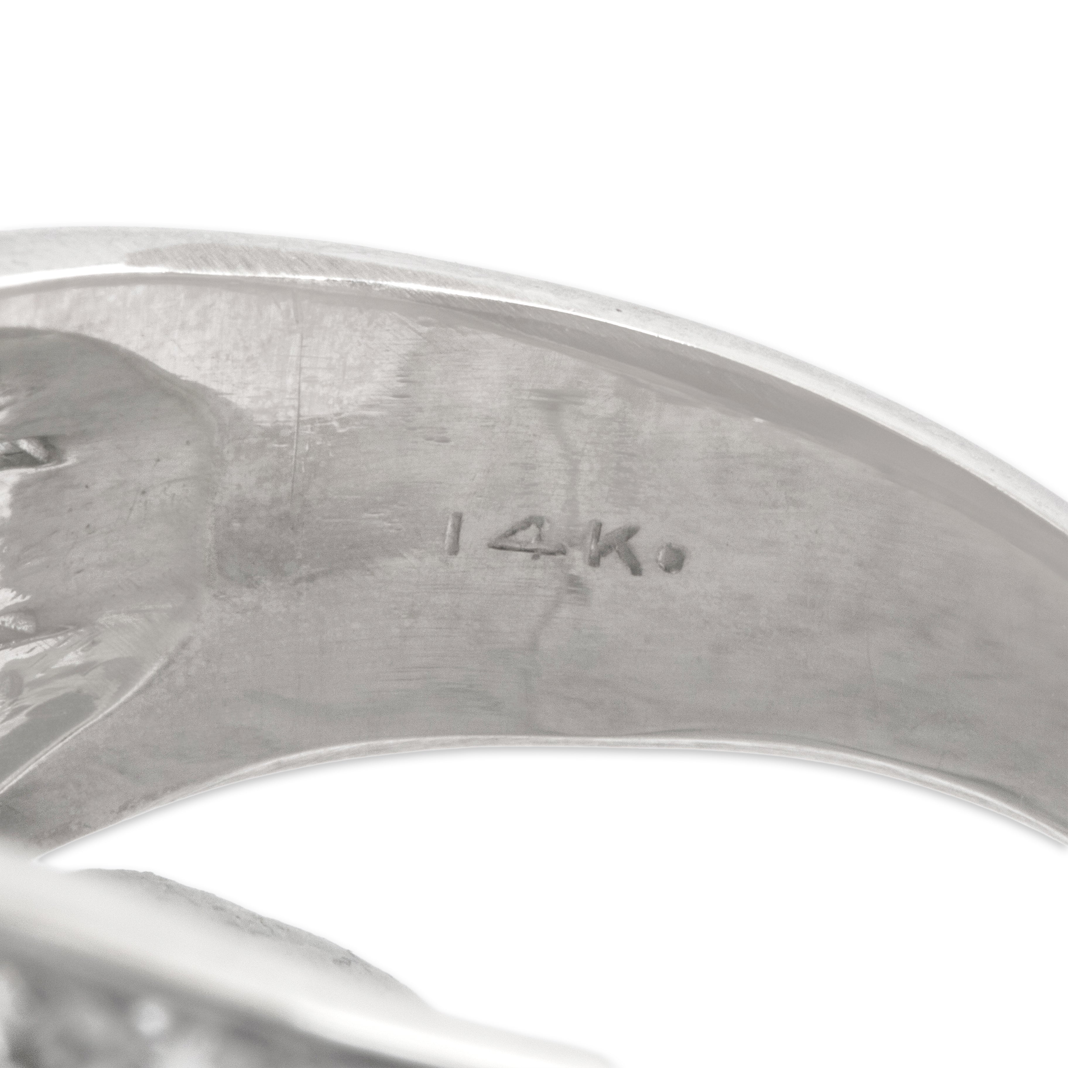 Vintage 14k White Gold .72cttw Diamond Adorned Sweeping Lines Ring - Hallmark view
