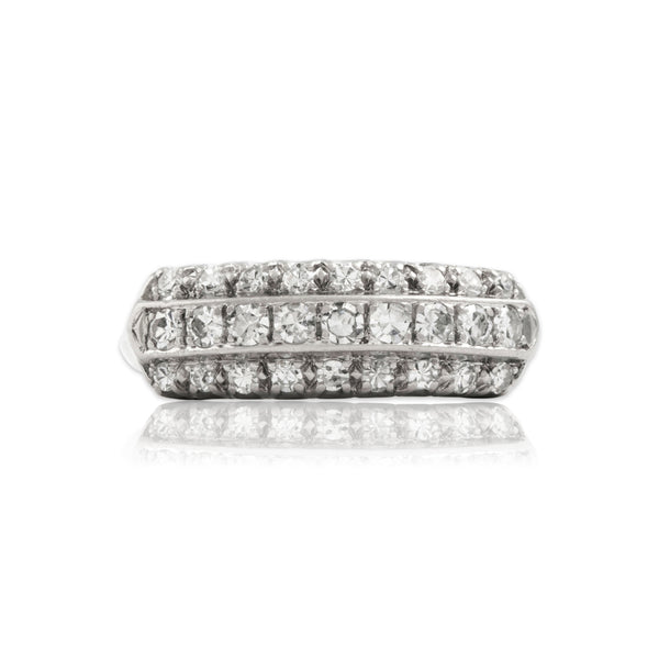 Vintage Platinum .36cttw Diamond Triple Line Bar Ring 4.25