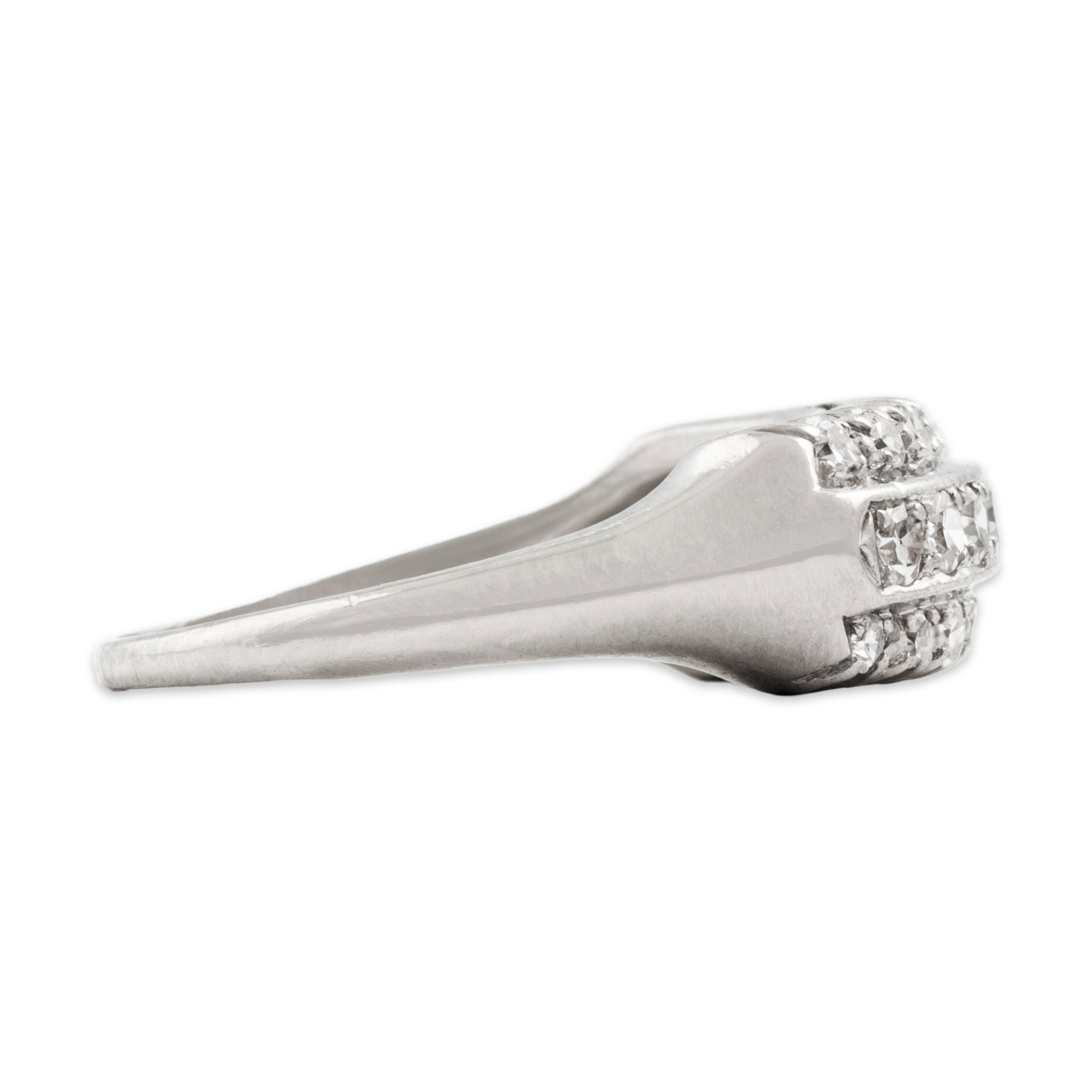 Vintage Platinum Diamond Trio Line Bar Ring - Side view