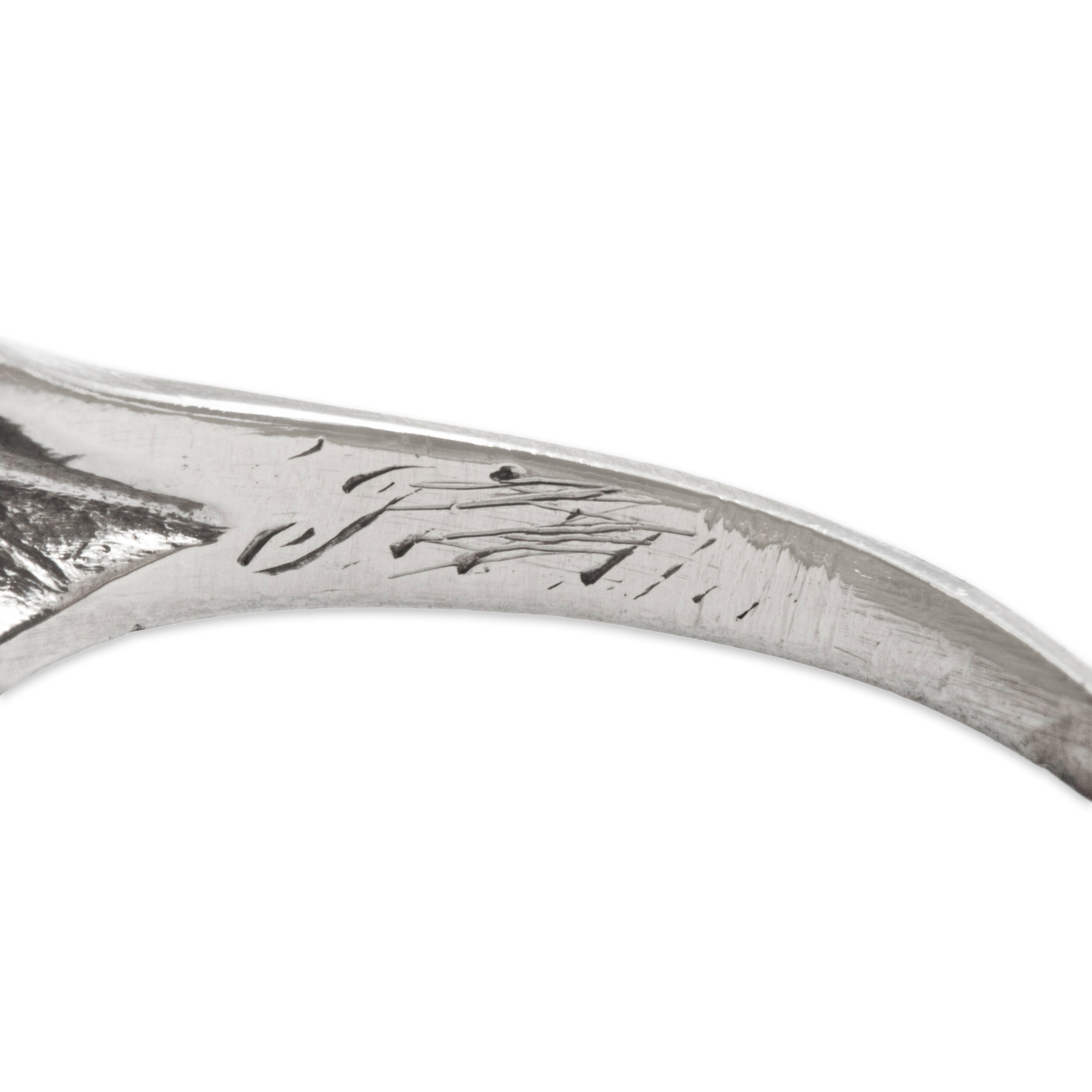 Vintage Platinum Diamond Trio Line Bar Ring - Hallmark view