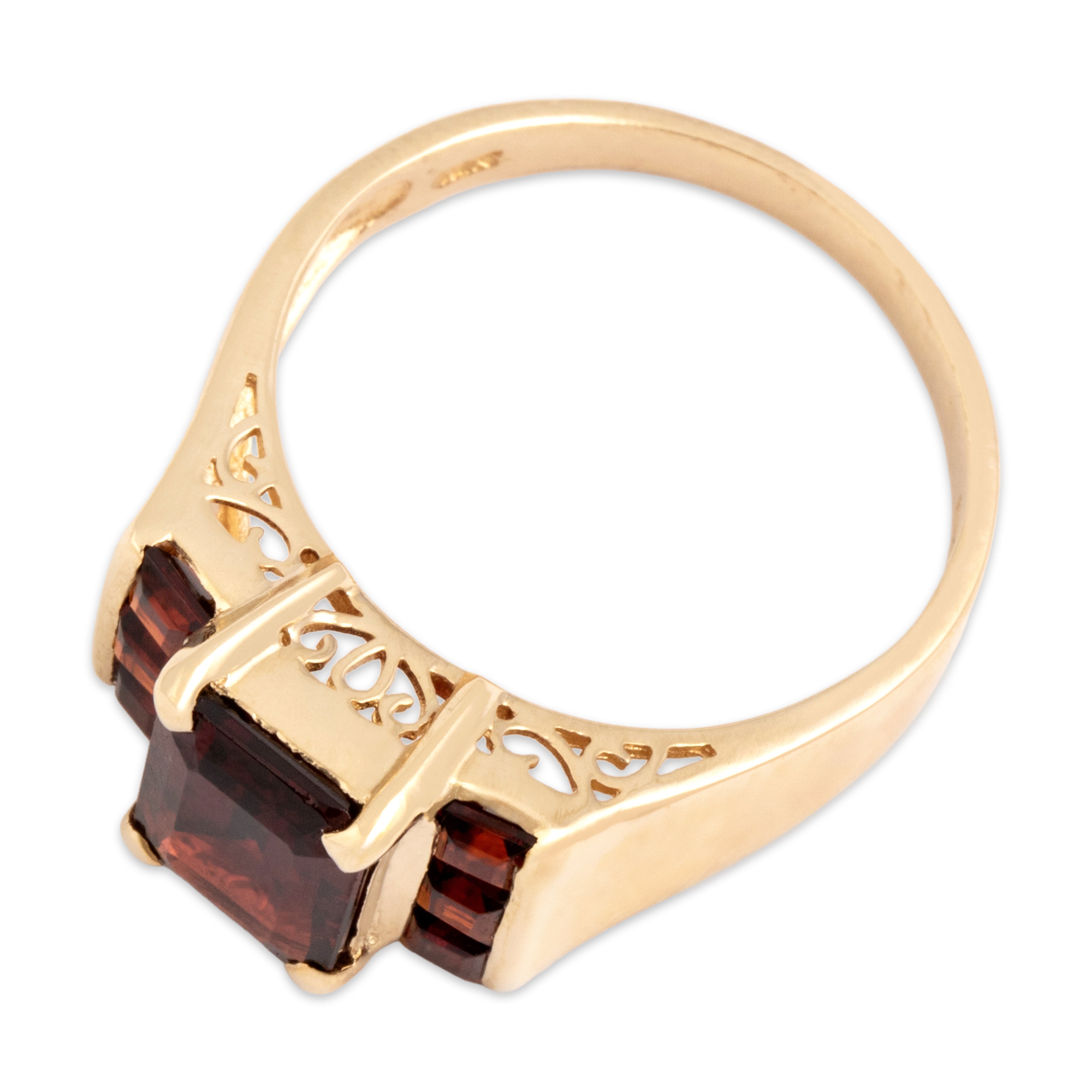 Vintage 10k Yellow Gold 3.17cttw Garnet Crimson Channel Shoulder Ring 8.00