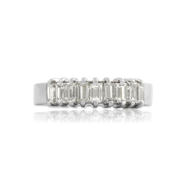 Vintage Platinum .82cttw Diamond Classic Baguette Line Band Ring 4.75