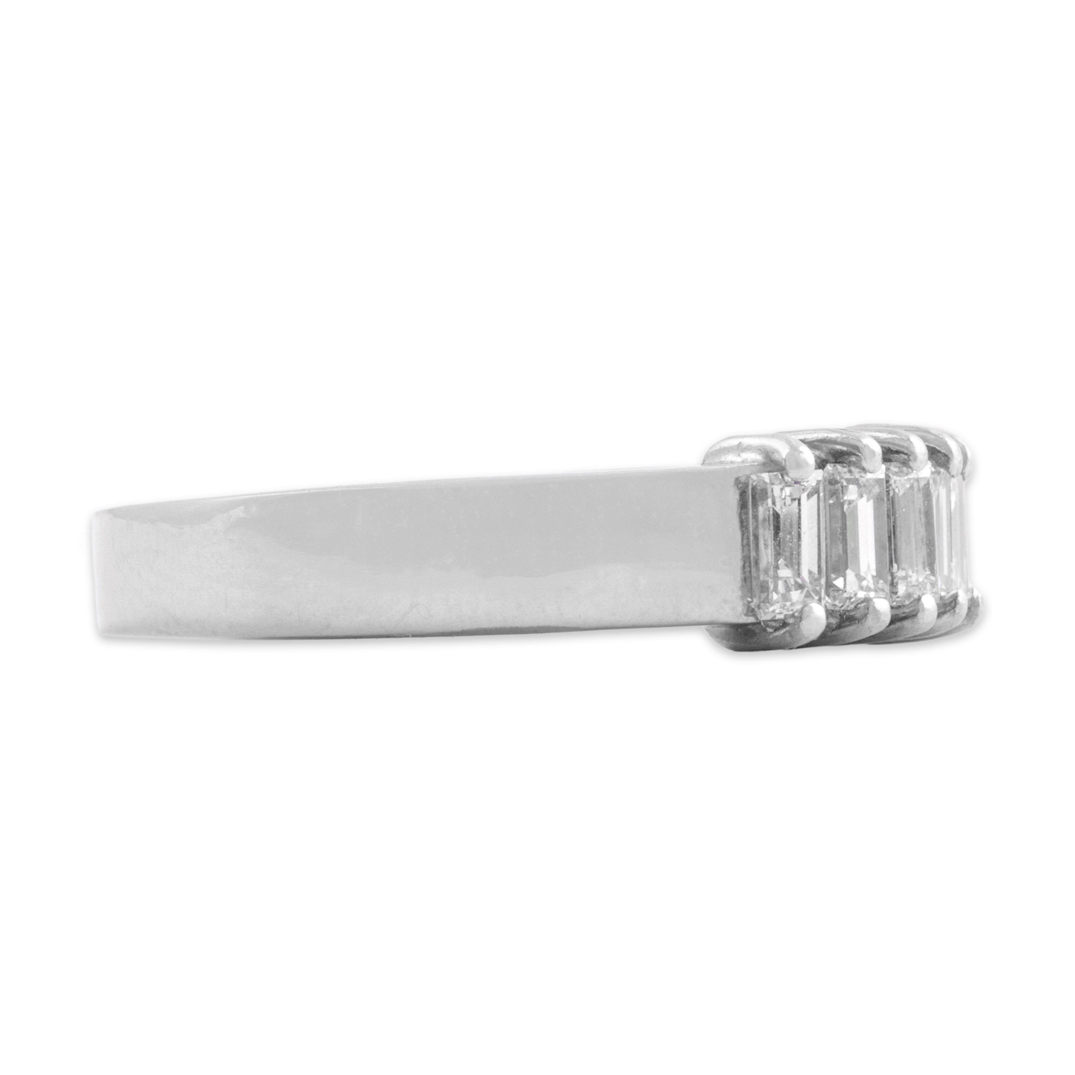 Vintage Platinum .82cttw Diamond Classic Baguette Line Band Ring 4.75