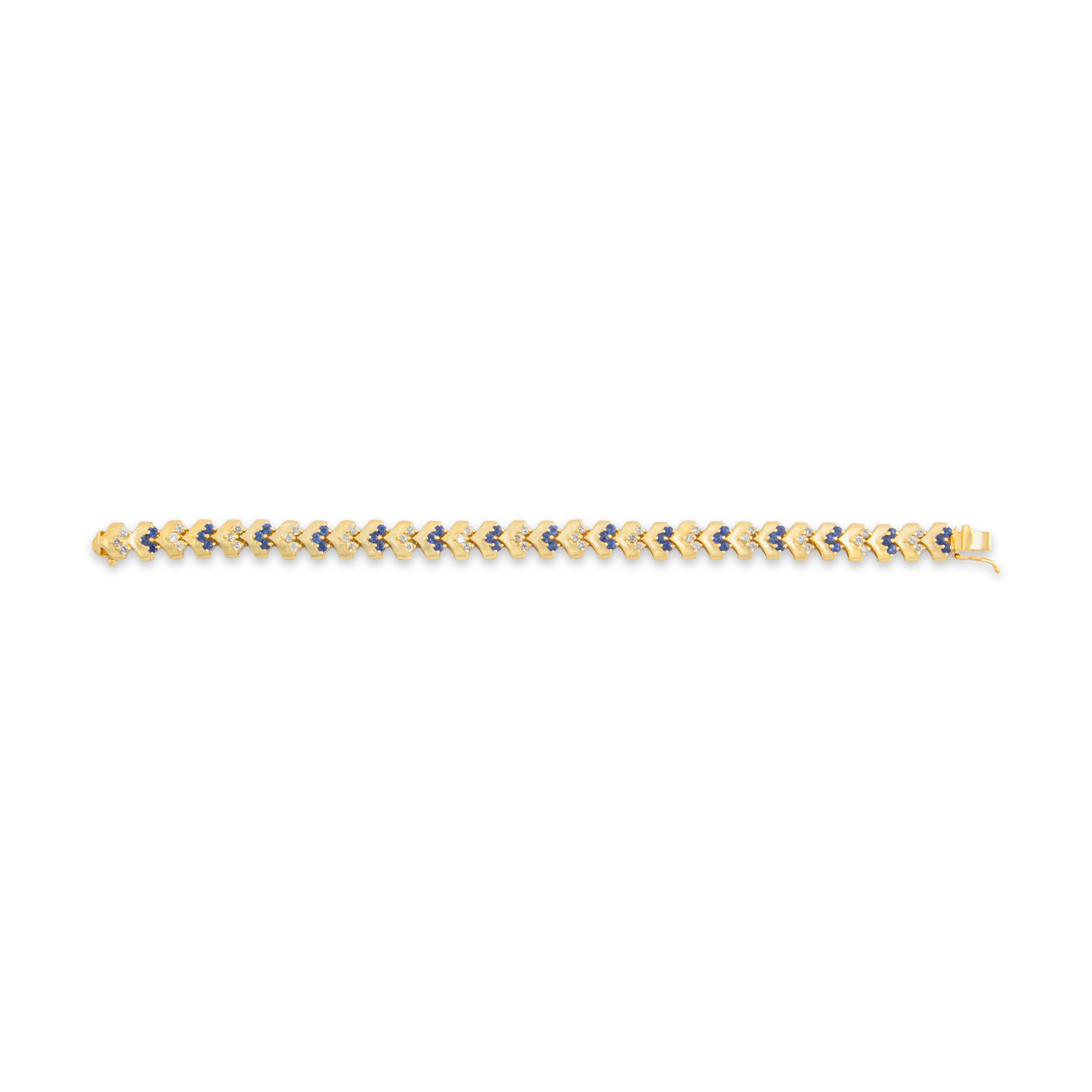 Vintage Heavy 14k Yellow Gold 1.88cttw Blue Sapphire .85cttw Diamond Bracelet 7