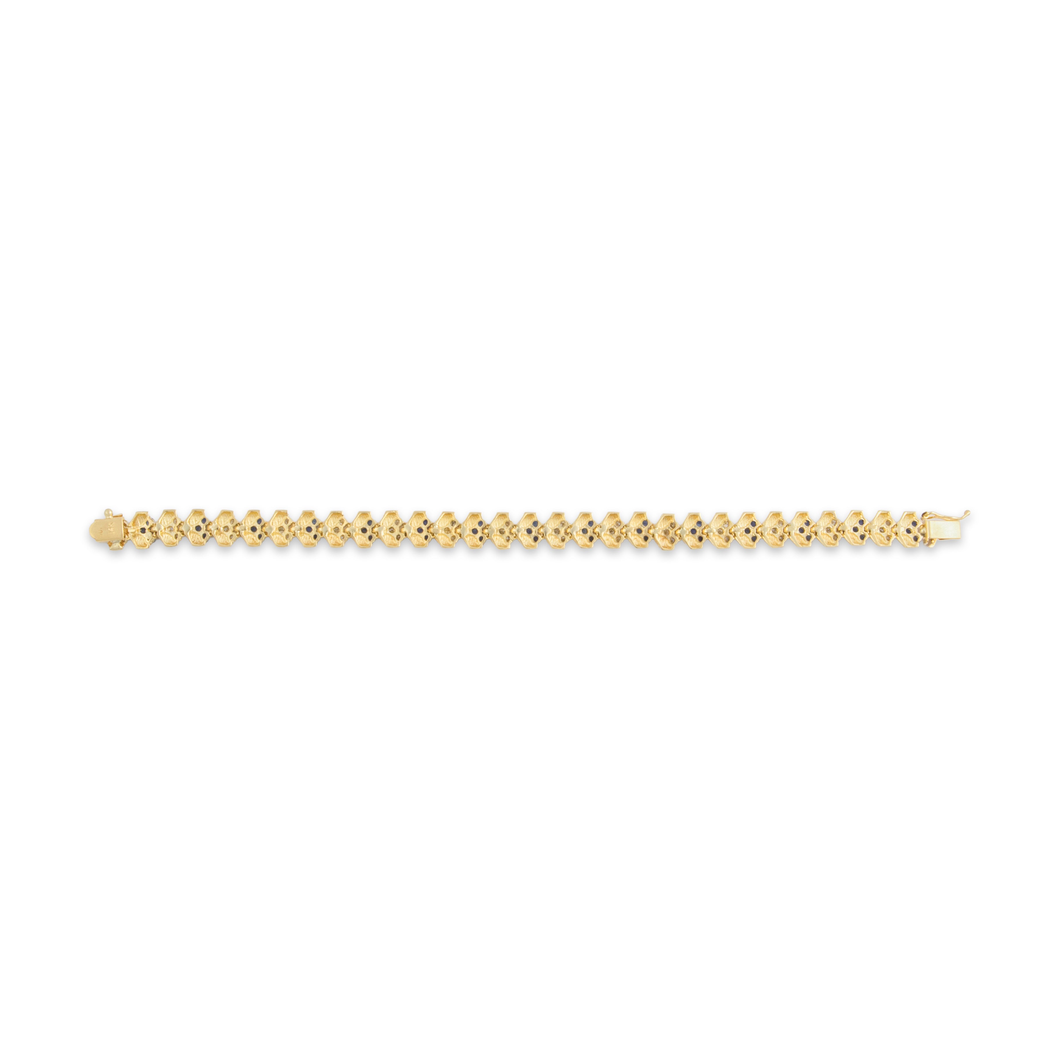 Vintage Heavy 14k Yellow Gold 1.88cttw Blue Sapphire .85cttw Diamond Bracelet 7