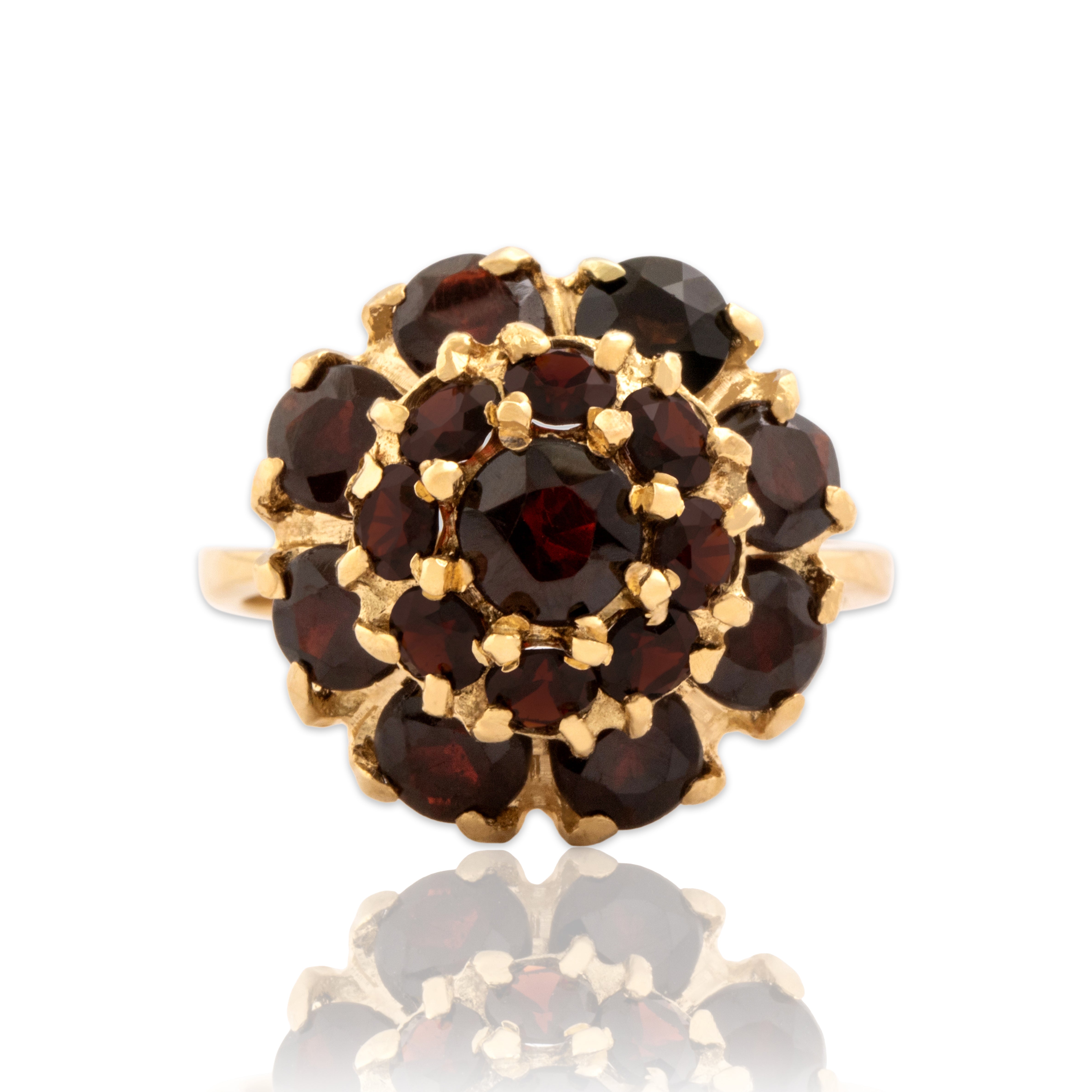 Vintage Italian 18k Yellow Gold 2.54cttw Garnet Deep Crimson Tower Ring 5.00