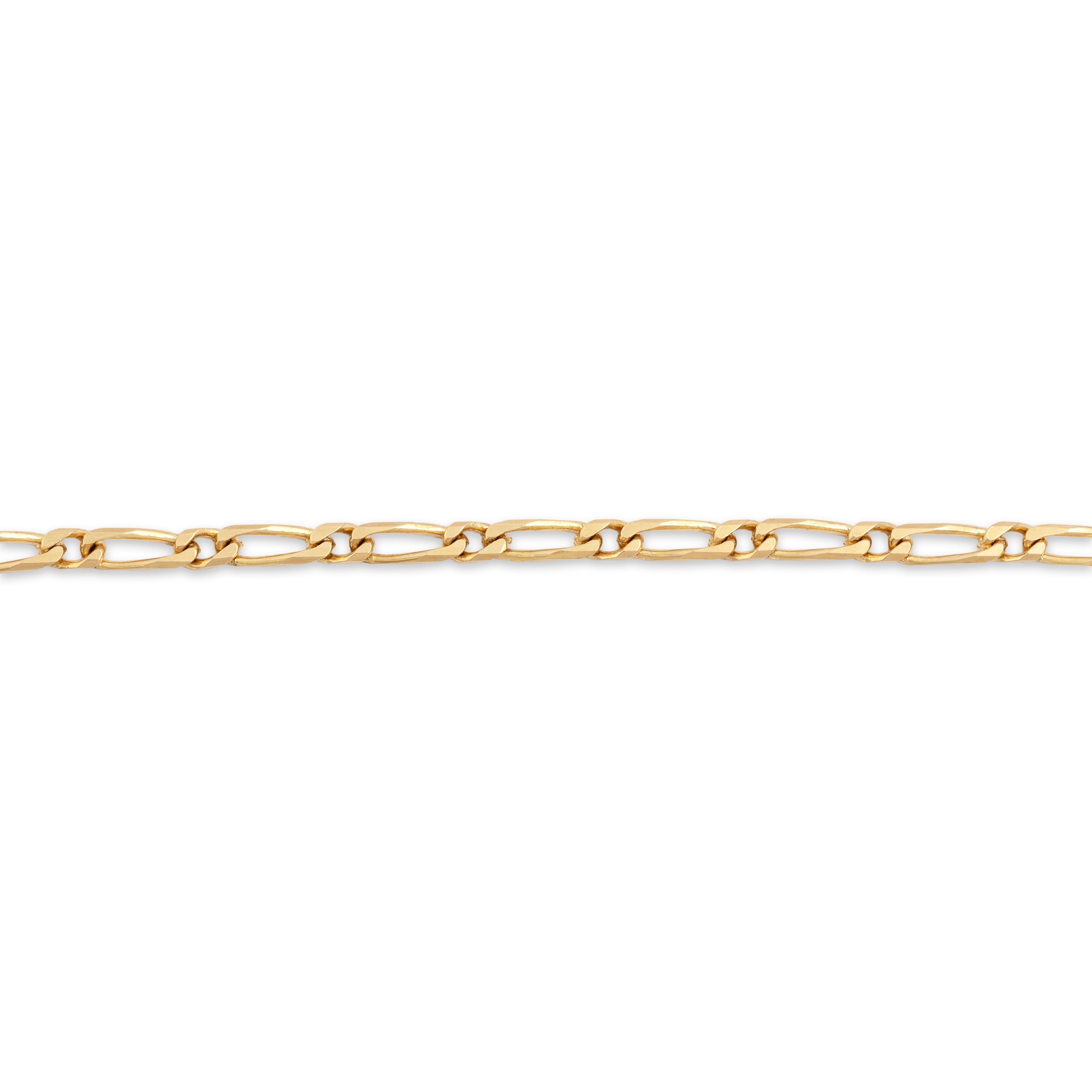 Vintage Italian 18k Yellow Gold Sleek Figaro Chain Bracelet - detail view #1