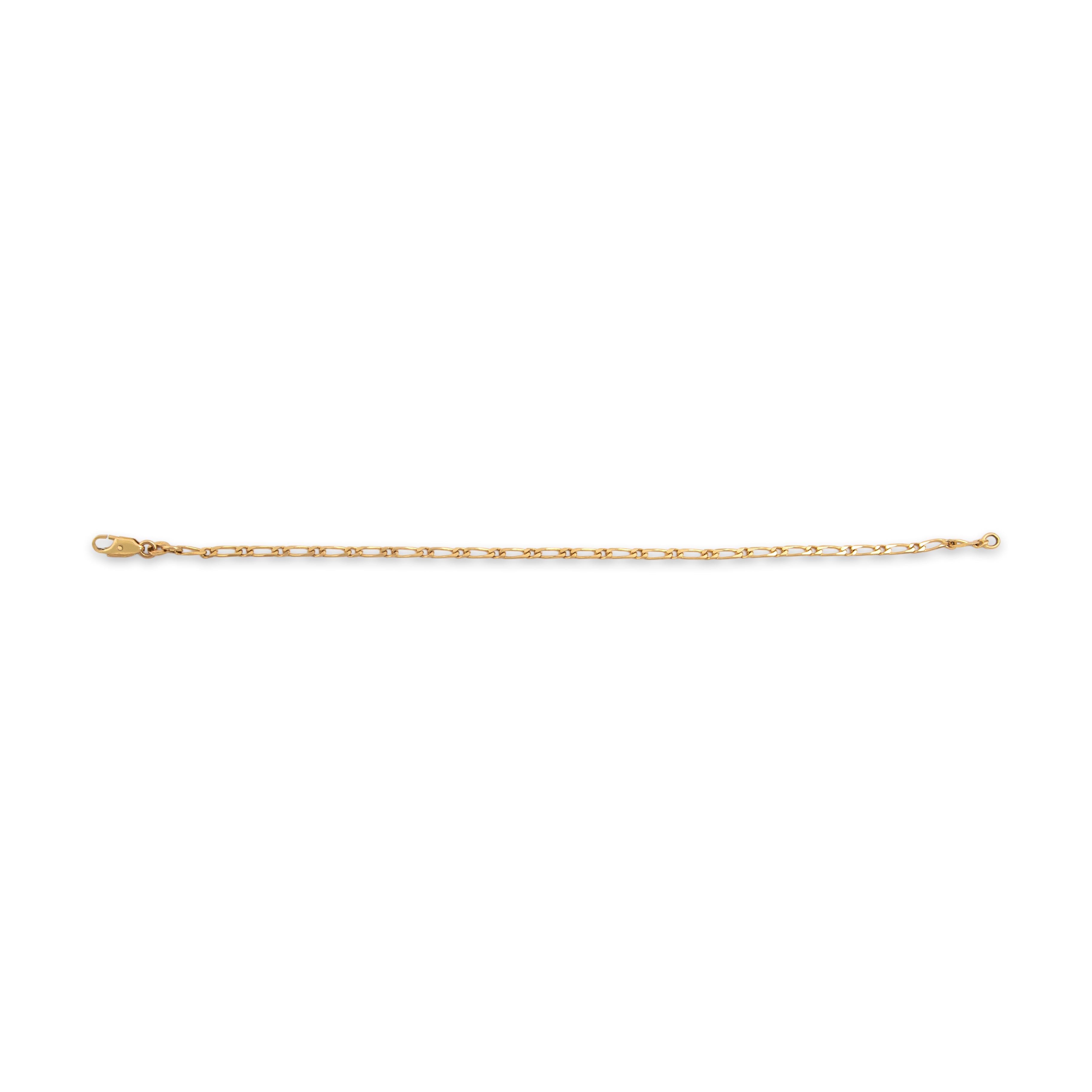 Vintage Italian 18k Yellow Gold Sleek Figaro Chain Bracelet - Overall view