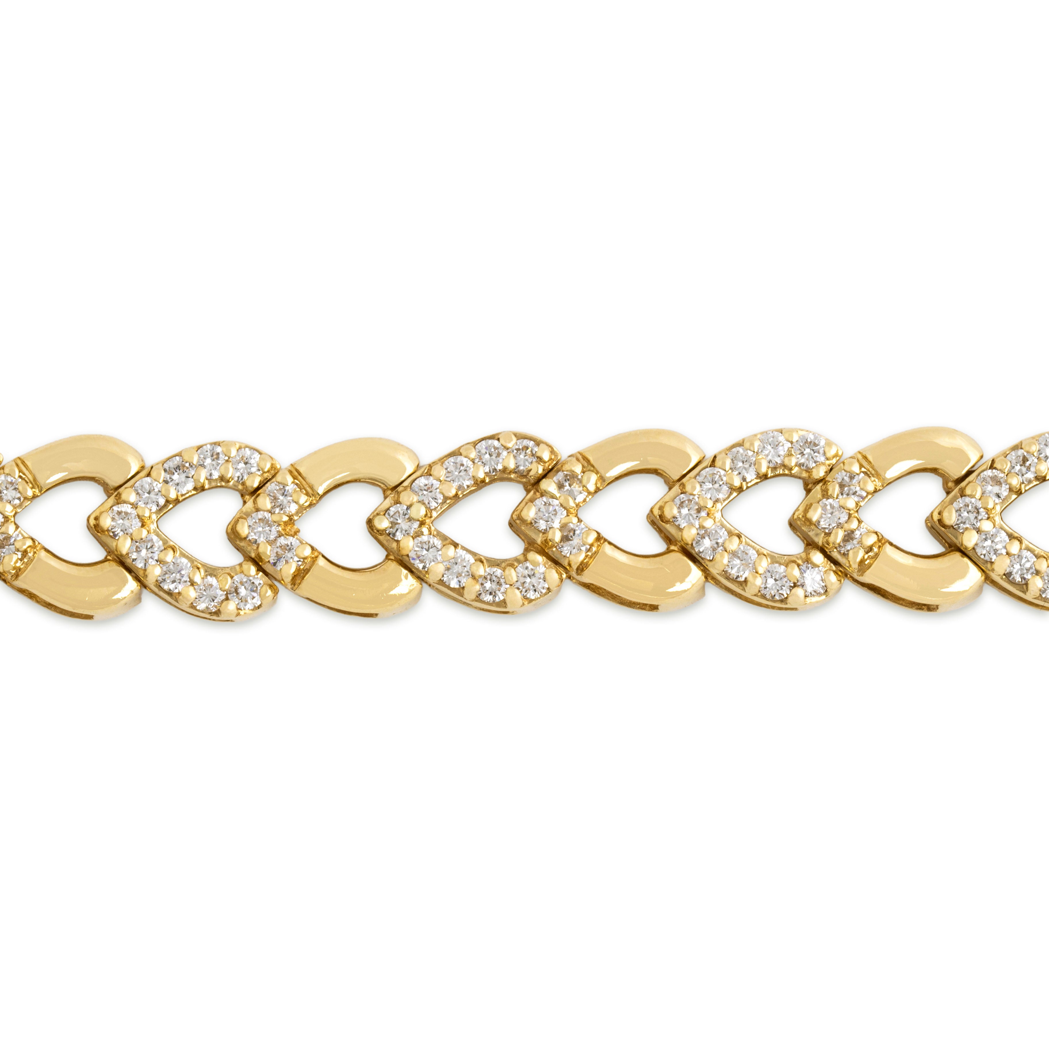 Vintage Heavy 14k Yellow Gold 2.46cttw Diamond Sophisticated Link Bracelet 6.5
