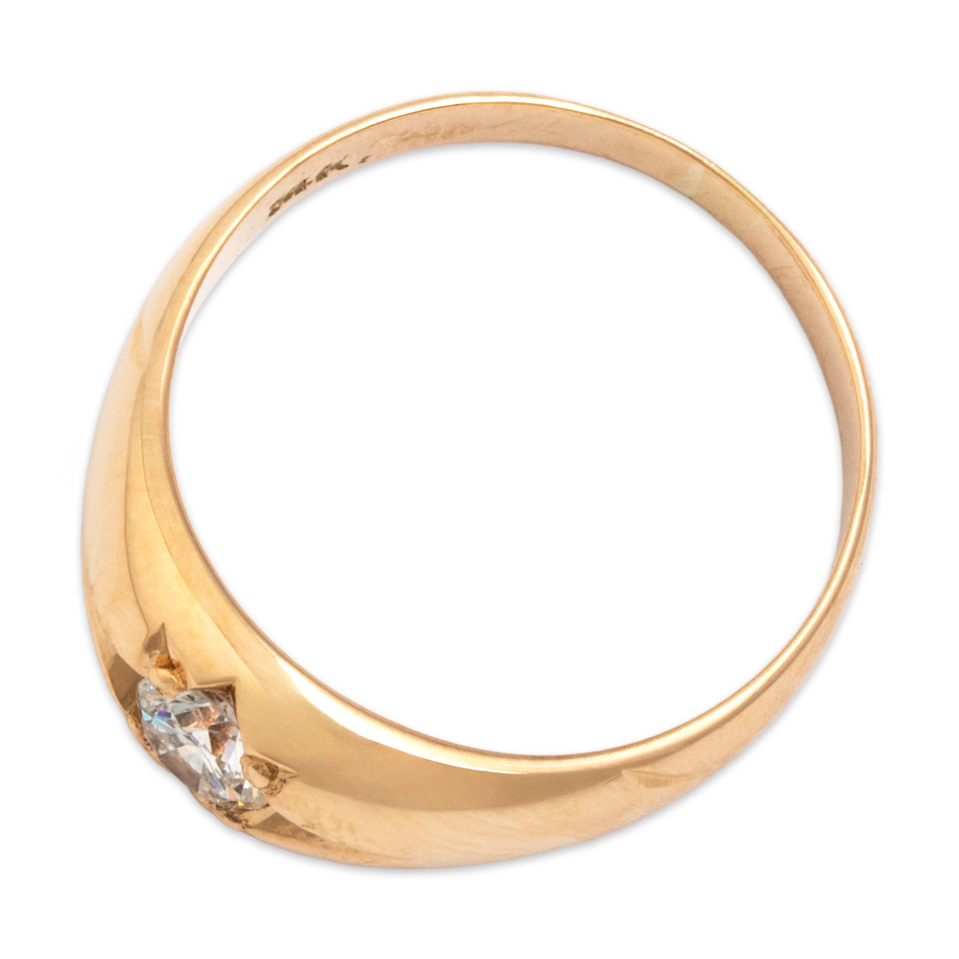 Antique 14k Rosy Yellow Gold Diamond Star-Set Dazzling Dome Ring - Overall view