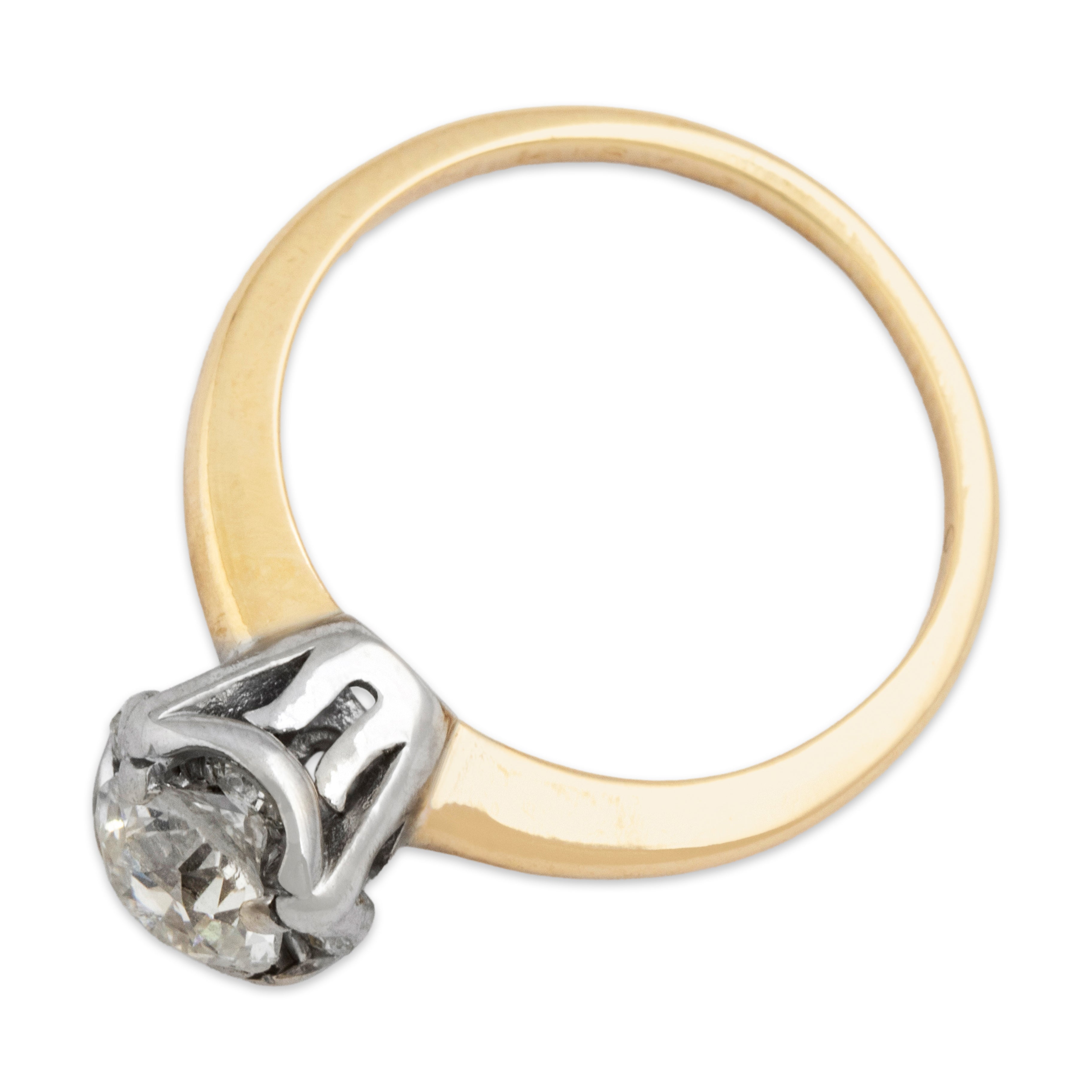 Vintage 14k Yellow & White Gold .79ct Old Mine Cut Diamond Diamond Tall Mirroring Cluster Ring - Overall view