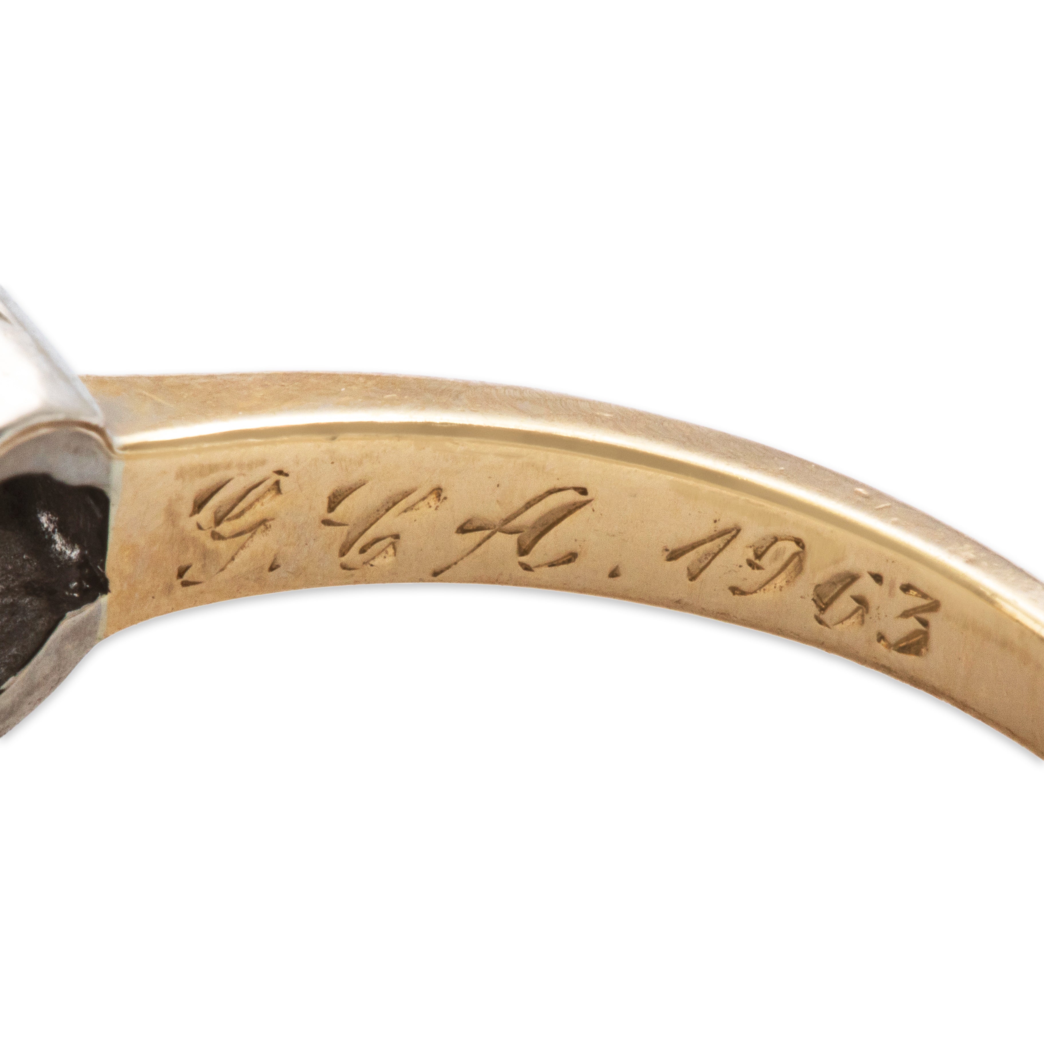 Vintage 14k Yellow & White Gold .79ct Old Mine Cut Diamond Diamond Tall Mirroring Cluster Ring - Hallmark view