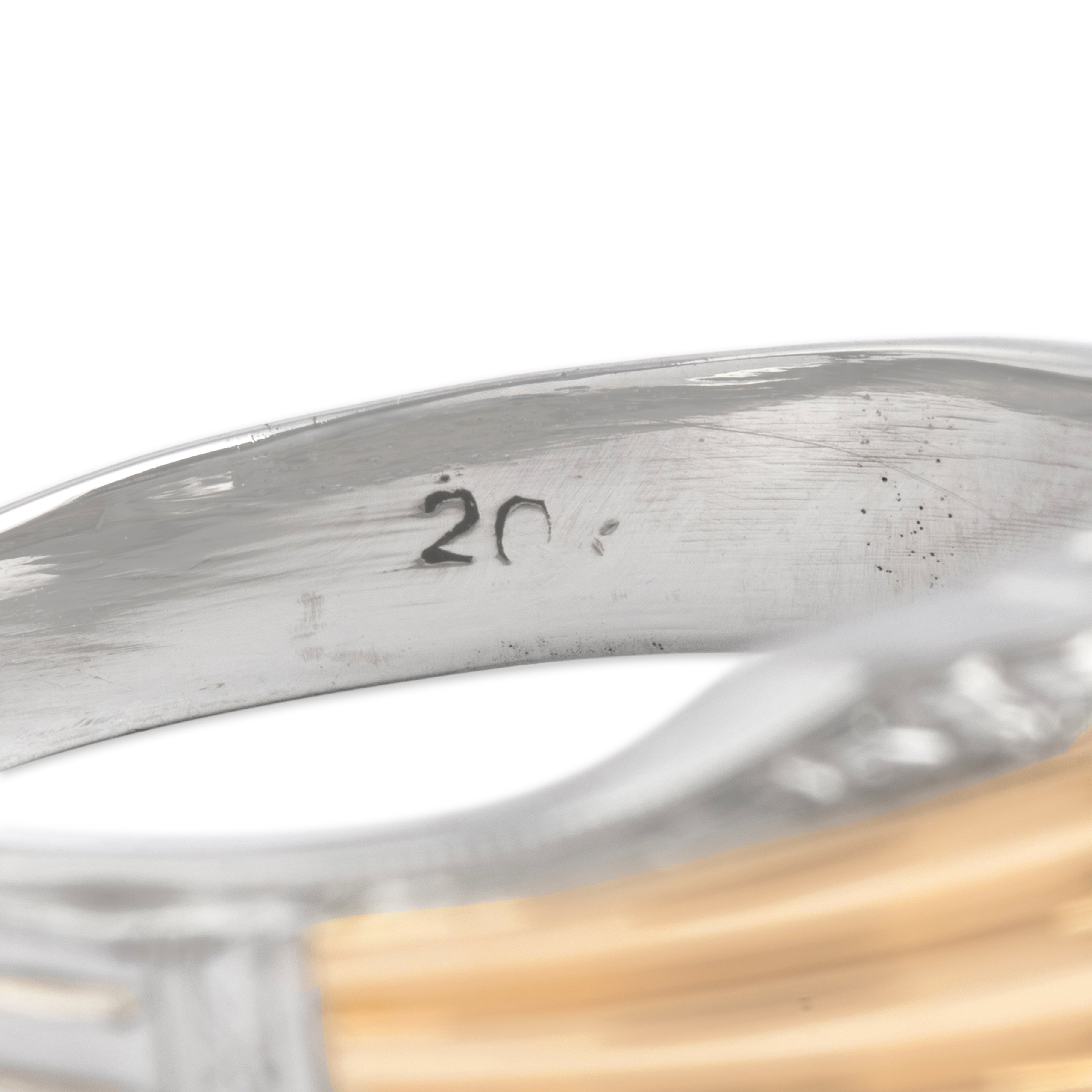 Vintage 20k White & Yellow Gold Old European Cut Diamond Wheat Detail Column Ring - Hallmark view