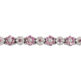 Vintage 14k White Gold 3.75cttw Pink Sapphire 2.8cttw Diamond Floral Bracelet 6.75"