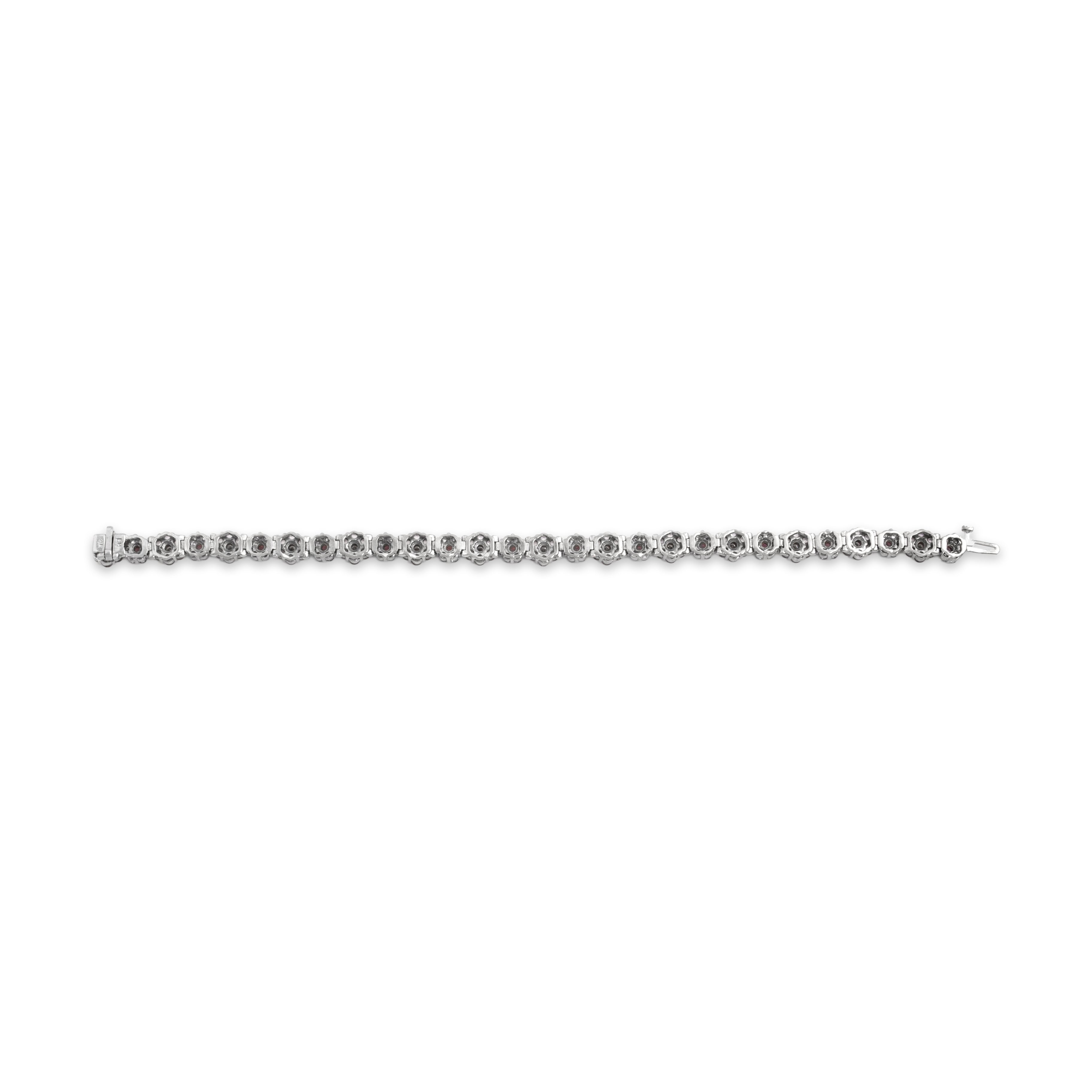 Vintage 14k White Gold 3.75cttw Pink Sapphire 2.8cttw Diamond Floral Bracelet 6.75
