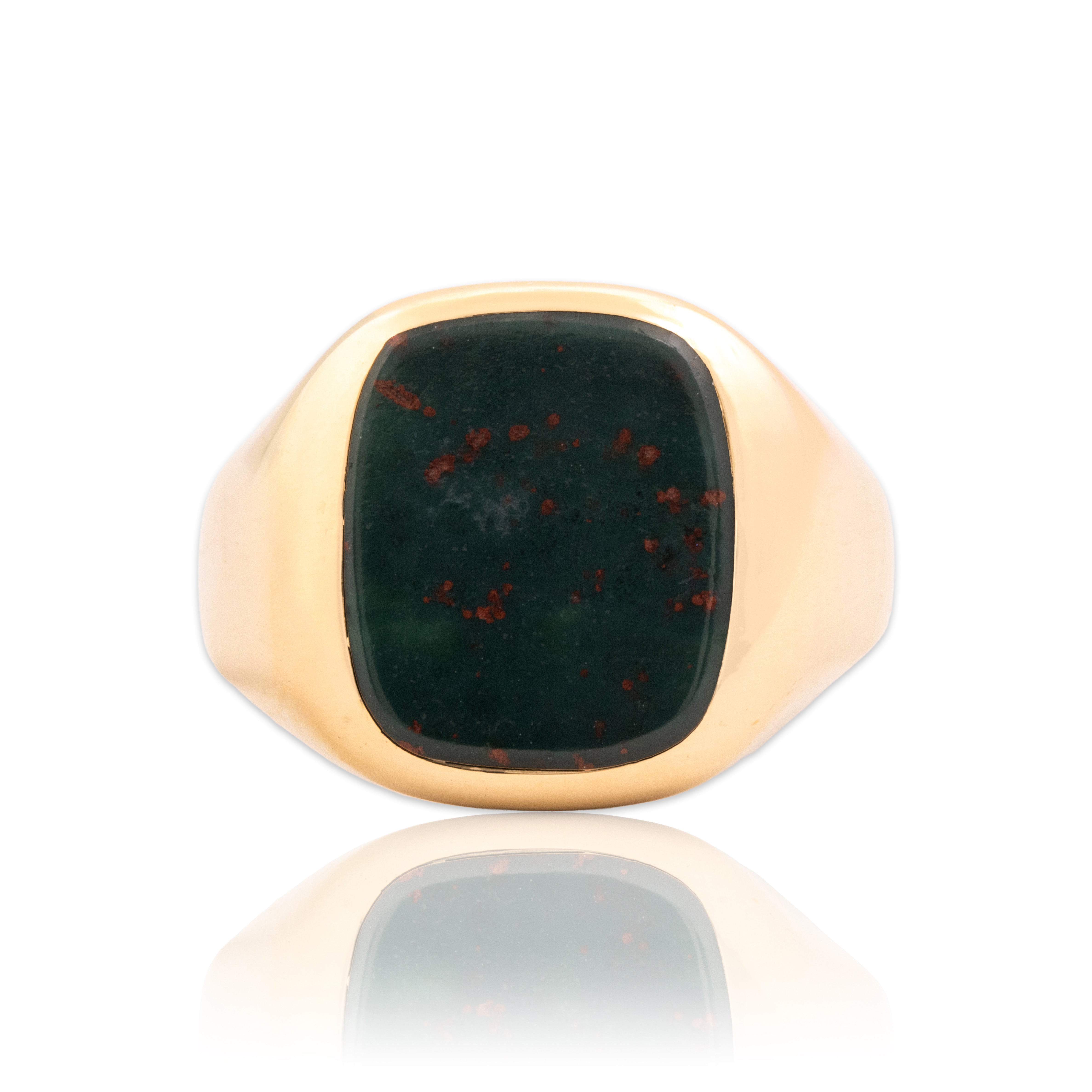 Vintage Larter & Sons 10k Yellow Gold 3.04ct Bloodstone Simple Signet Ring 9.75