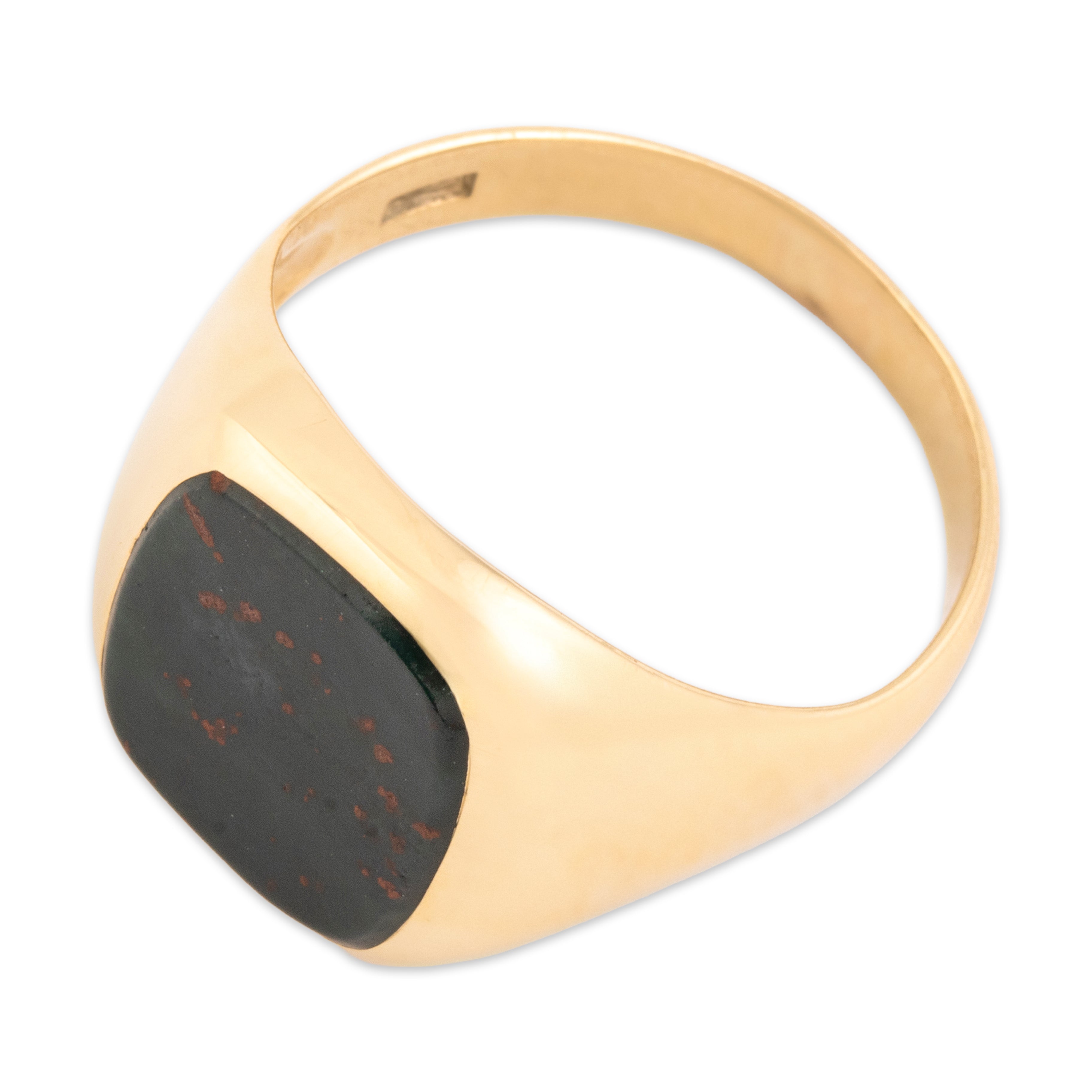 Vintage Larter & Sons 10k Yellow Gold 3.04ct Bloodstone Simple Signet Ring 9.75