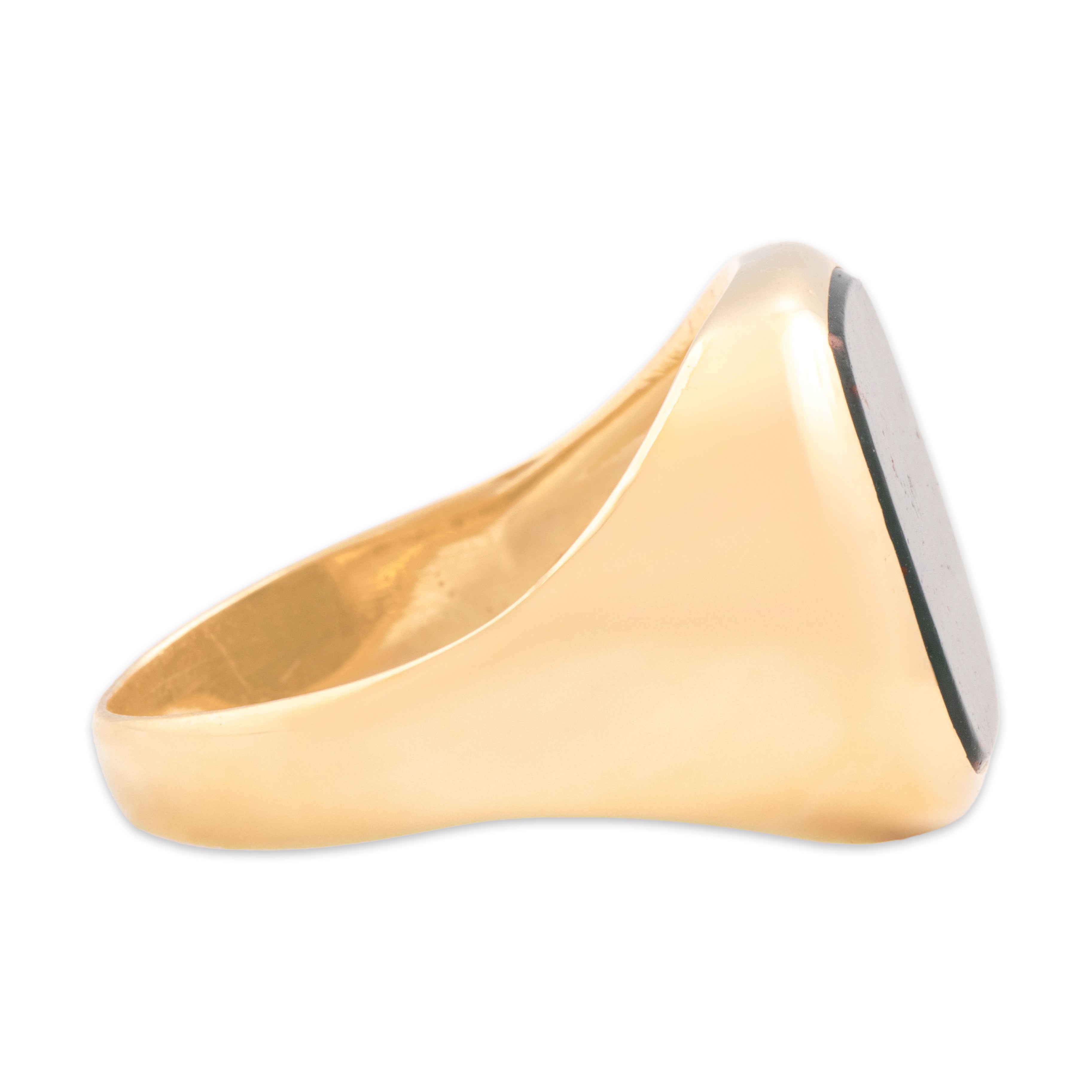Vintage Larter & Sons 10k Yellow Gold 3.04ct Bloodstone Simple Signet Ring 9.75