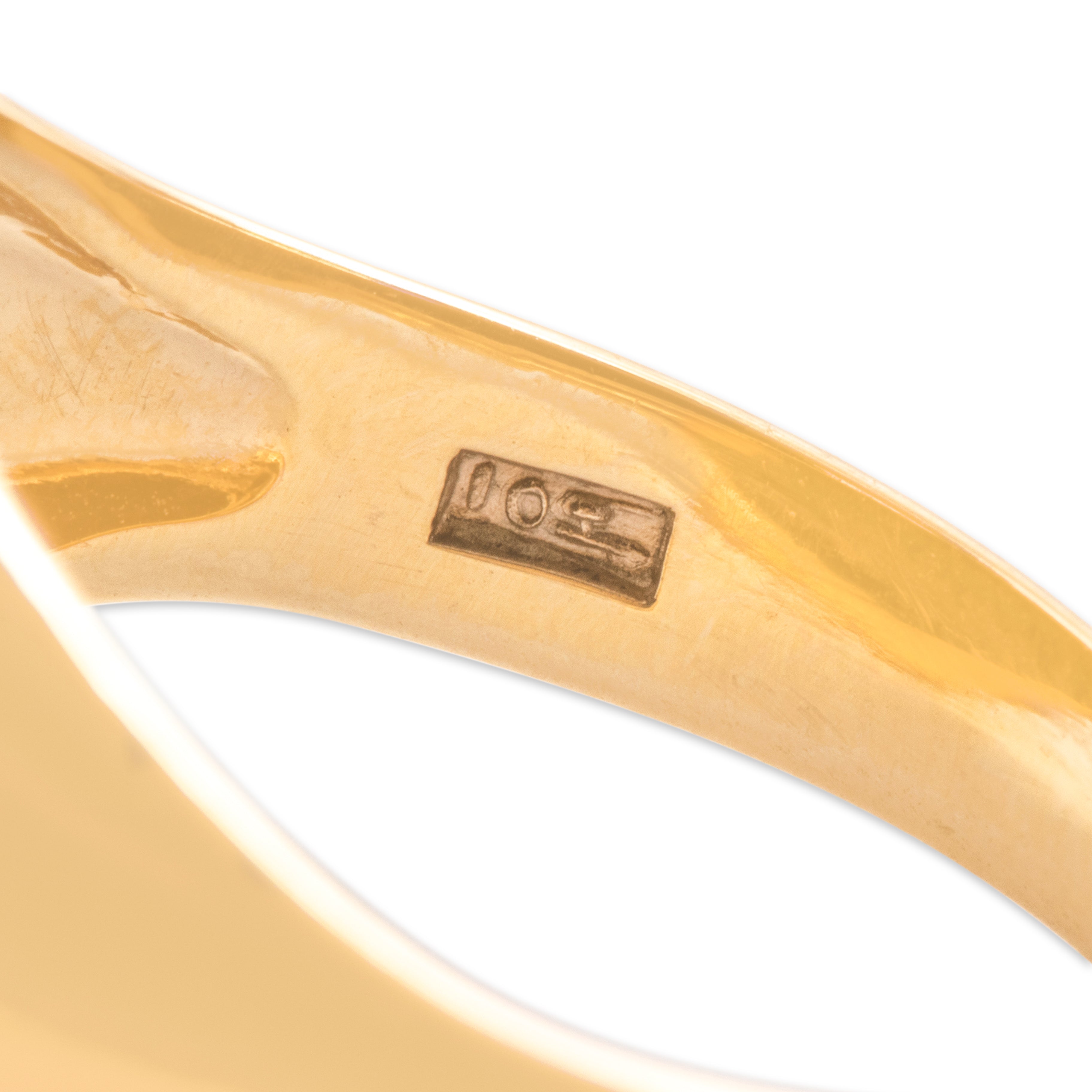Vintage Larter & Sons 10k Yellow Gold 3.04ct Bloodstone Classic Simple Signet Ring - Hallmark view